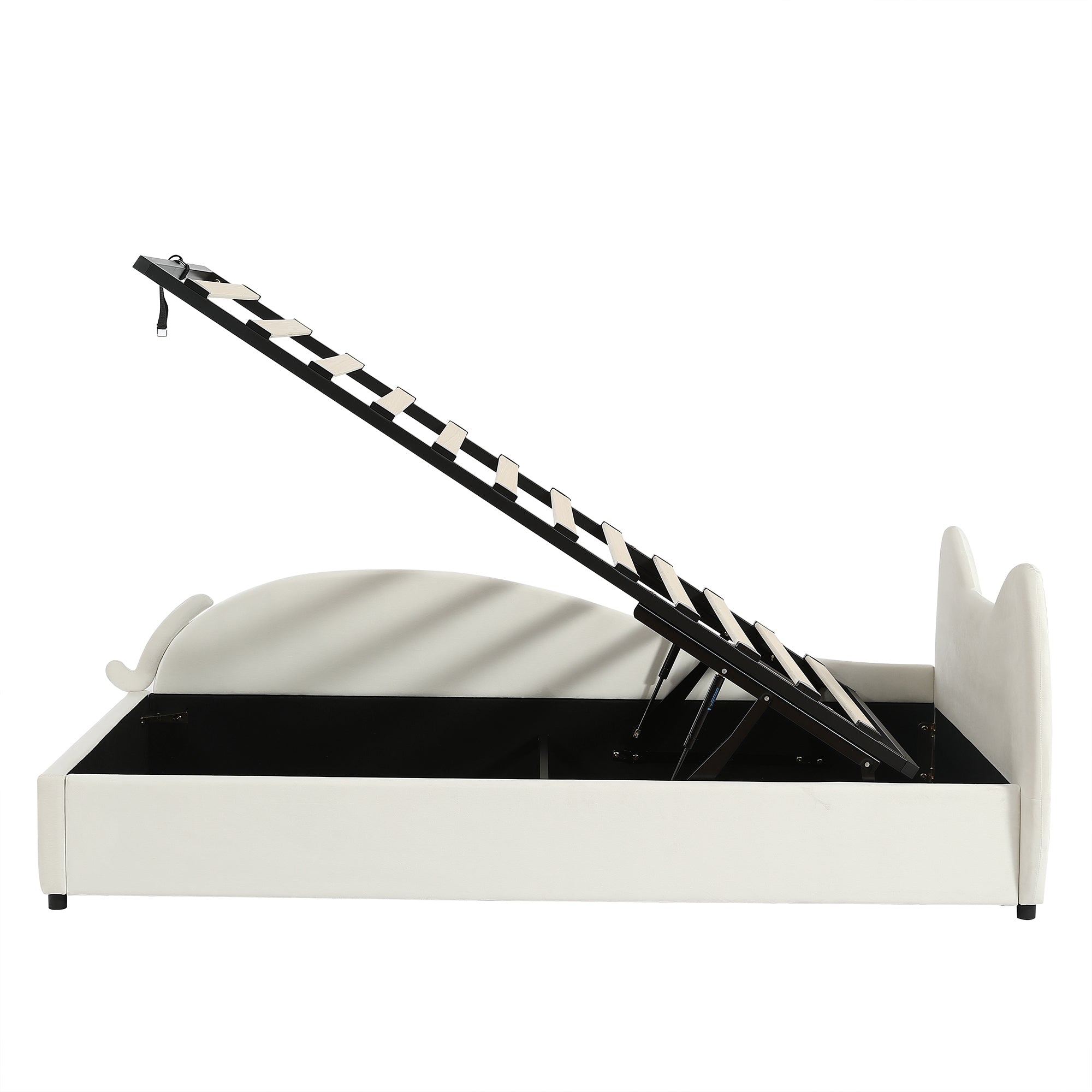 Logidon gestoffeerd kinderbed 90x200 beige kattendesign met opbergruimte