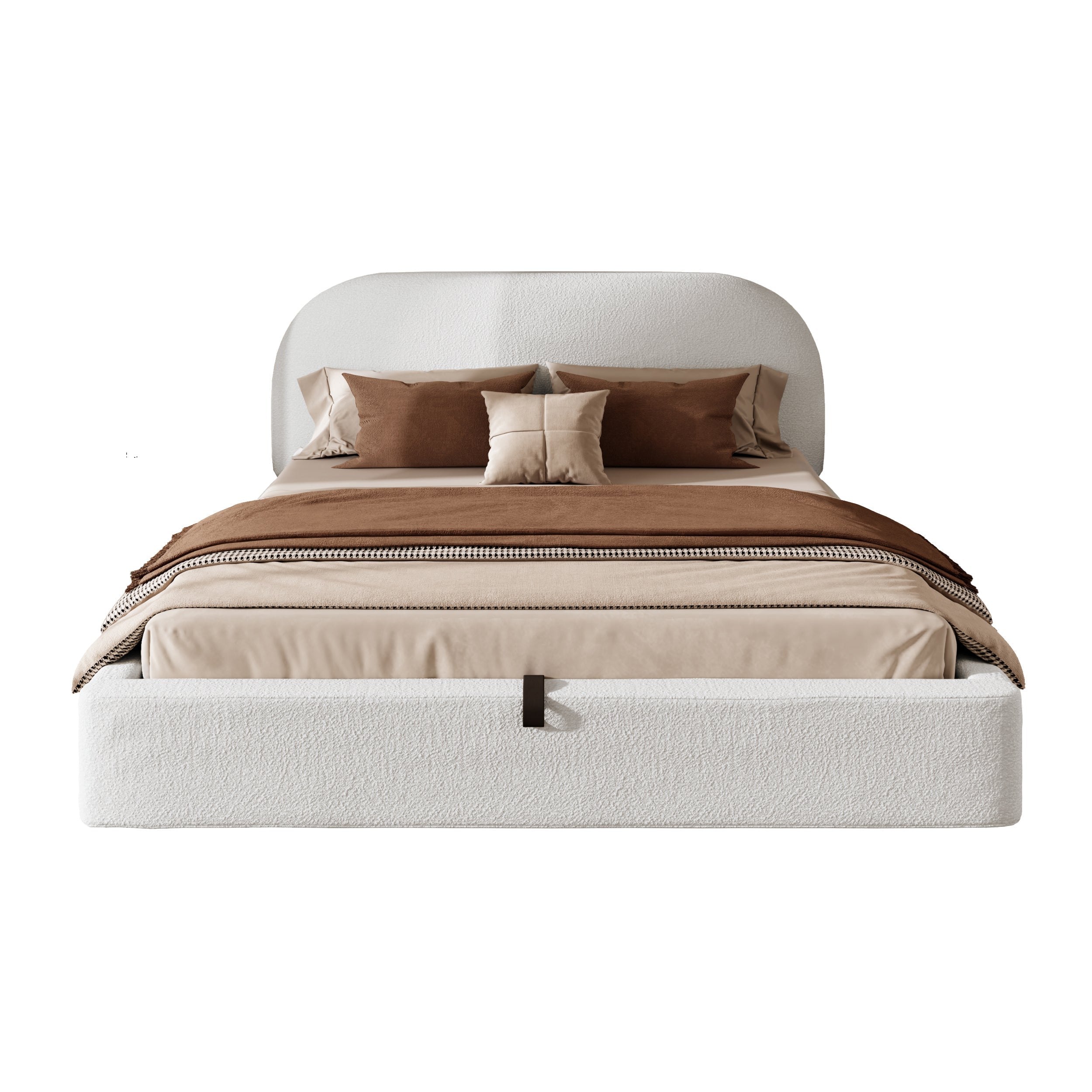Logidon gestoffeerd bed 180x200 beige bouclé met opbergruimte hydraulische lift