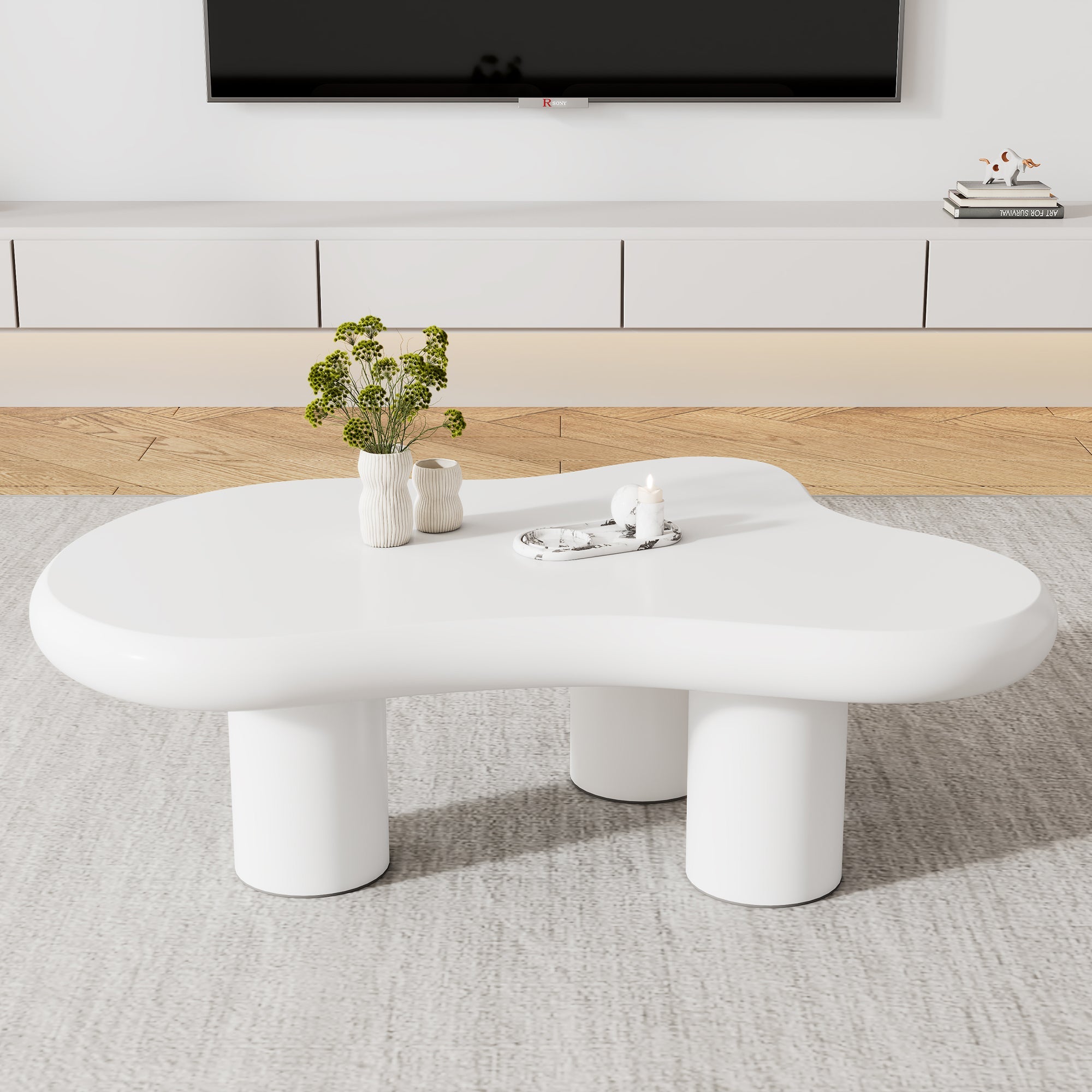 Logidon wolkvormige salontafel wit 97x67x32 cm MDF gelakt oppervlak