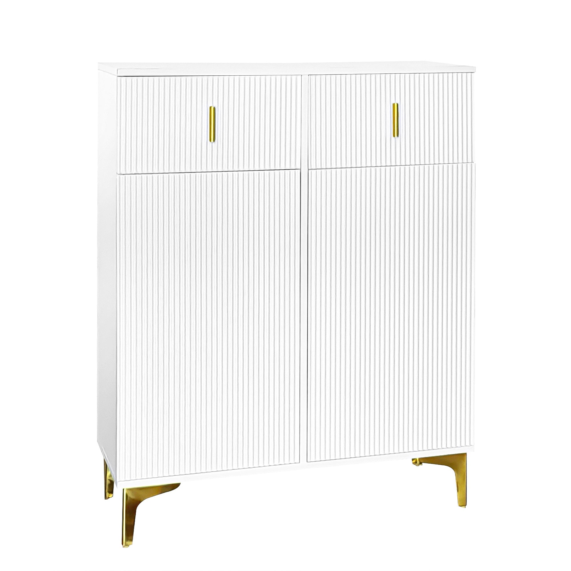 Logidon Sideboard White With Structured Panel And Adjustable Shelves