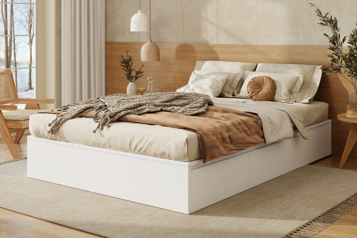 Logidon opbergbed 140x200 cm wit palletbed met opbergruimte