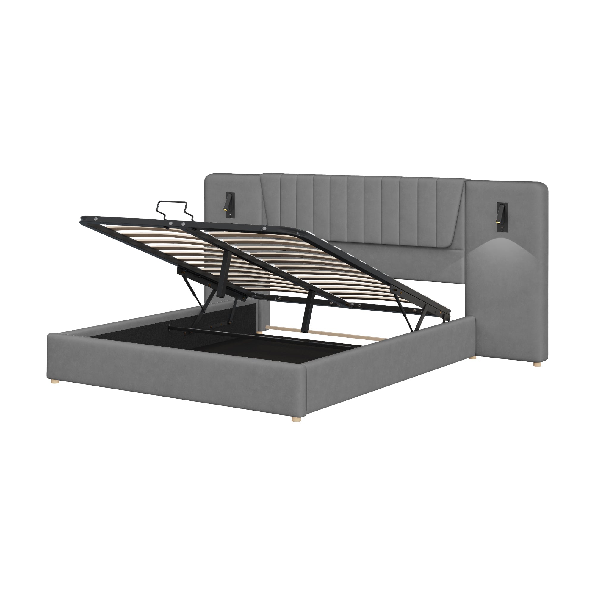 Logidon gestoffeerd bed 180x200 cm grijs met extra lange rugleuning