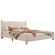 Logidon gestoffeerd bed 160x200 beige fluweel waaierhoofdeinde lattenbodem