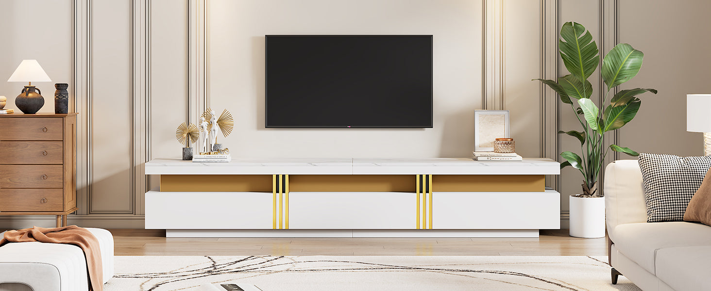 Logidon TV wandkastenset wit goud strepen multifunctioneel