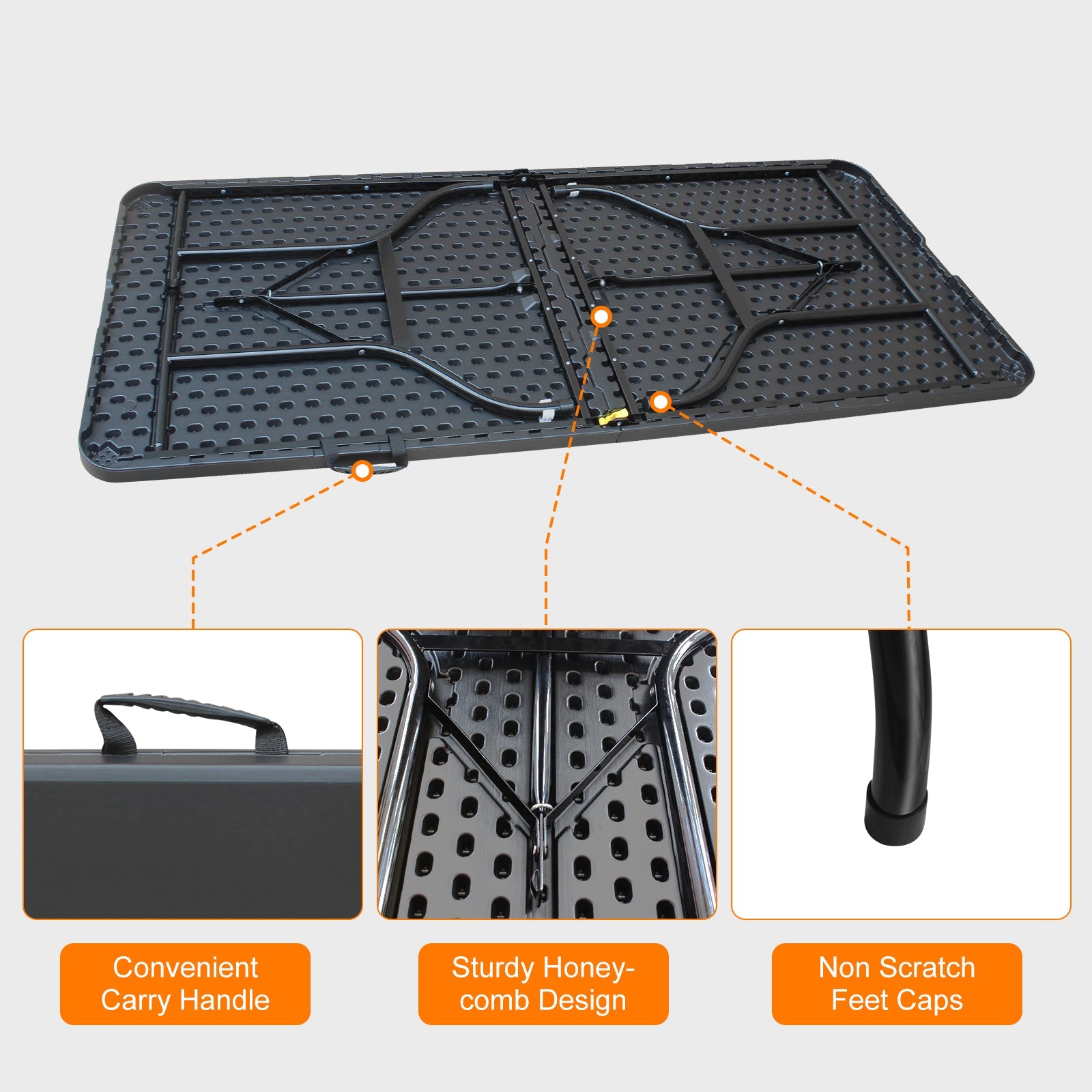 Logidon 180 cm klaptafel heavy duty zwart met handvat