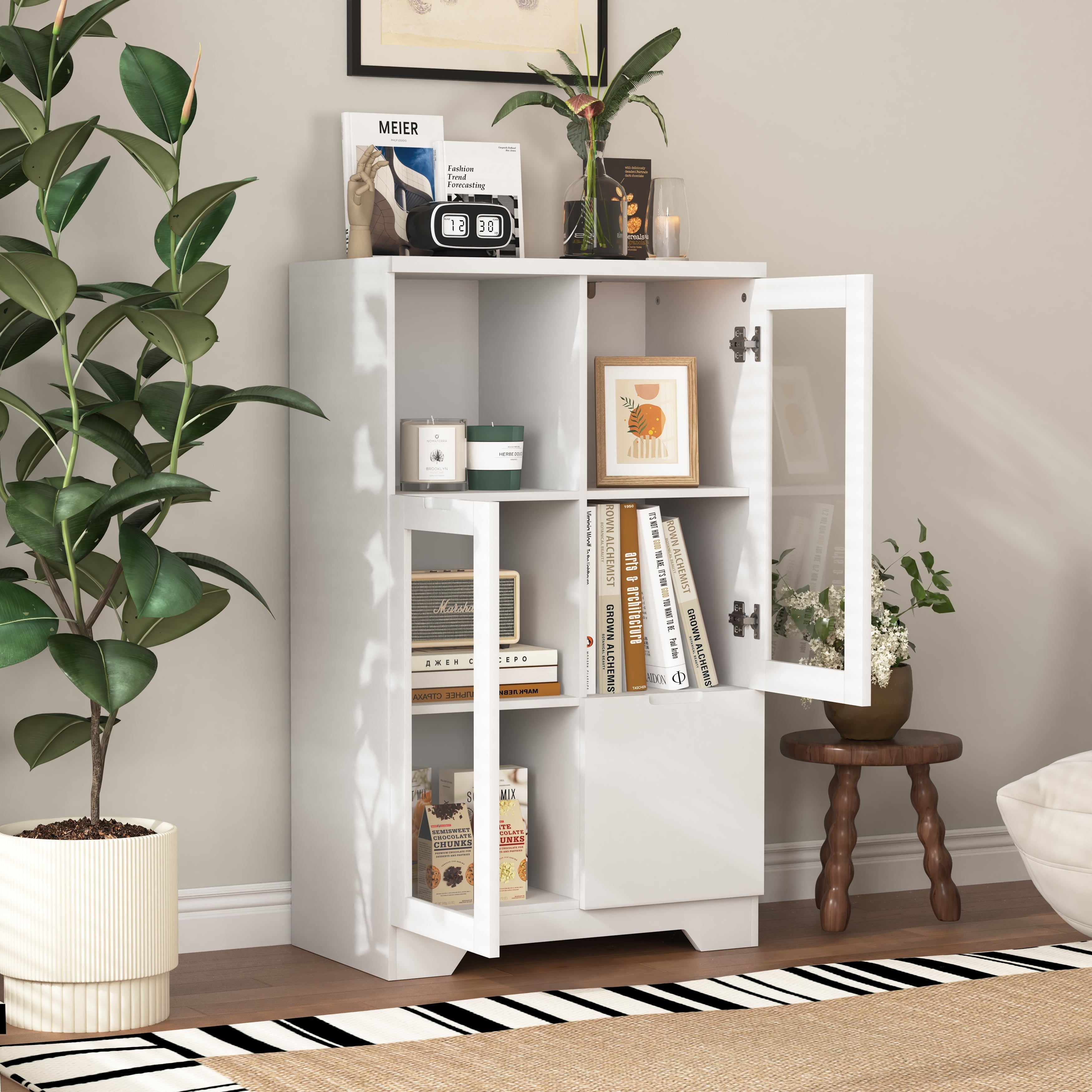 Logidon Witte MDF Kast Met Glazen Deurtjes En Lade 100cm