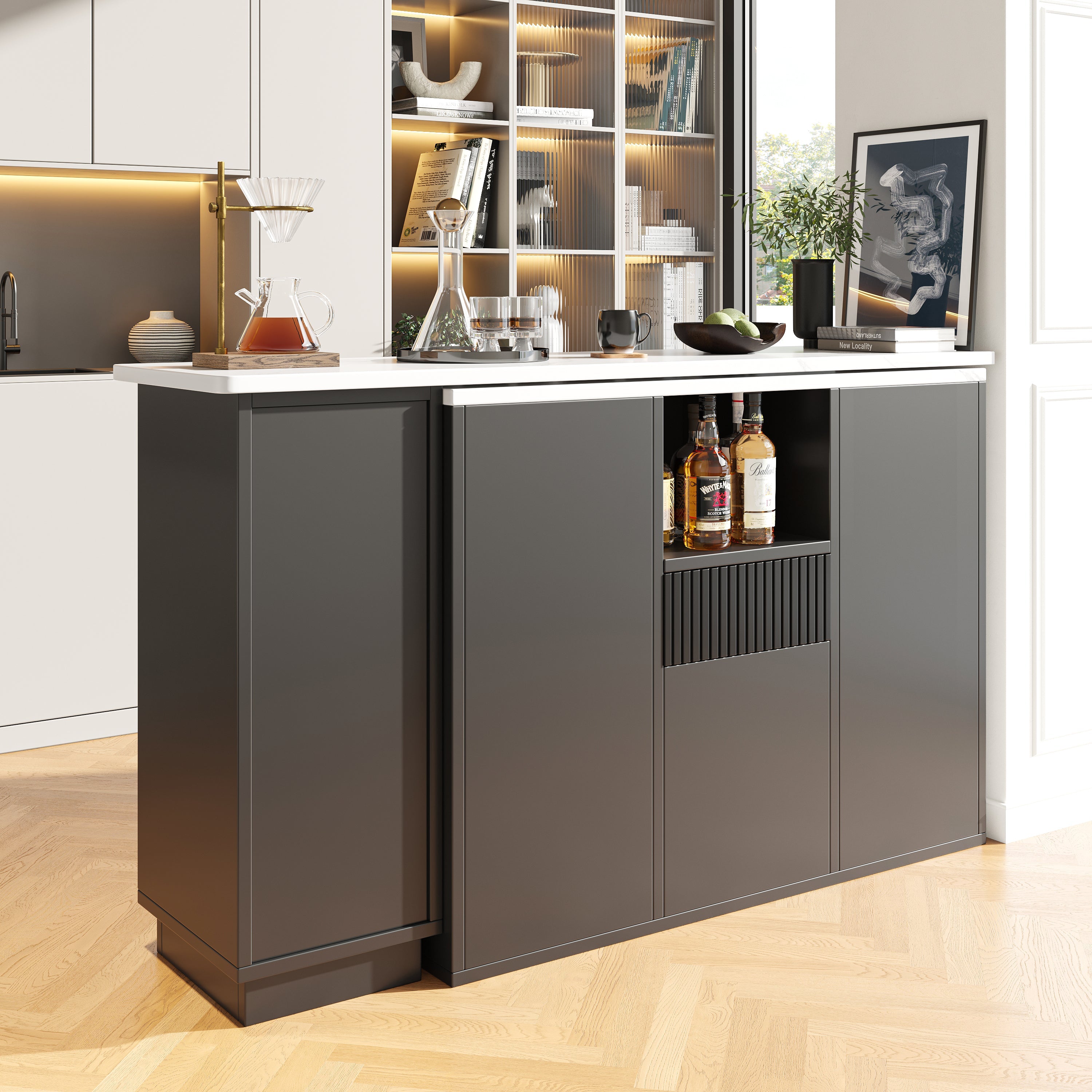 Logidon Draaibare Bartafel 360 Graden Zwart 210 x 30 x 100,9 cm
