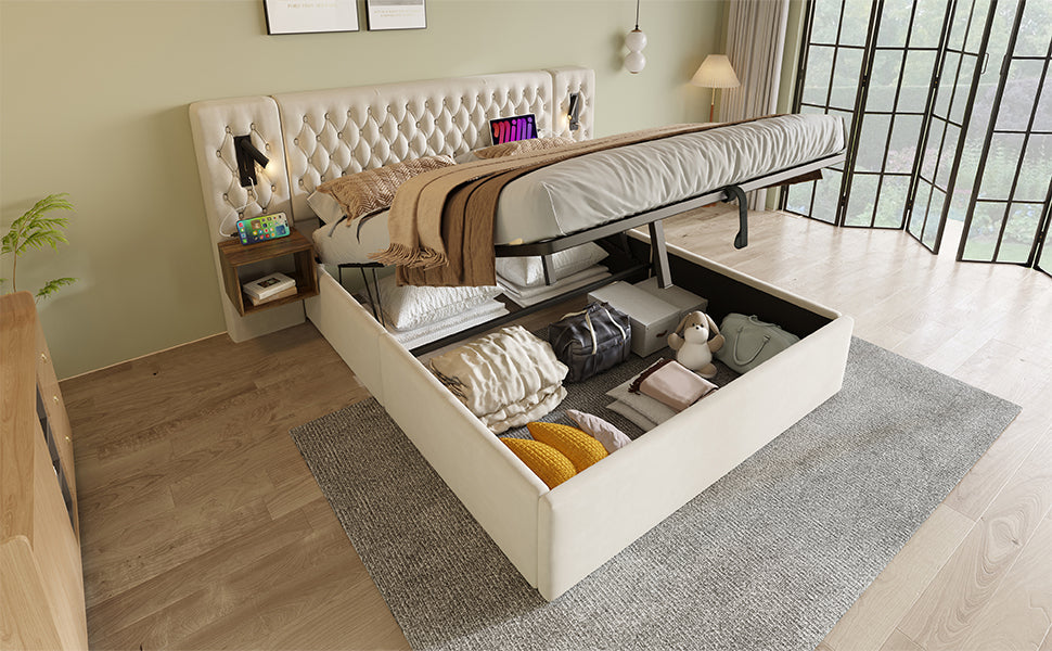 Logidon bedsysteem beige 160x200 cm hydraulisch opbergmatras