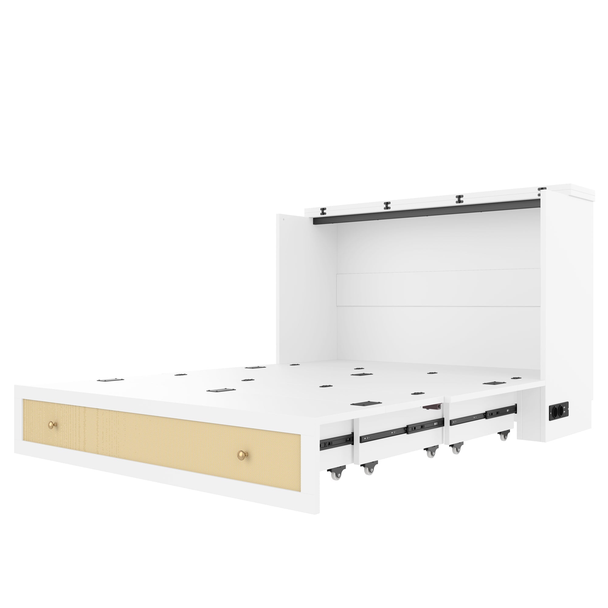 Logidon opklapbed 140x200 wit met USB-aansluiting en lades