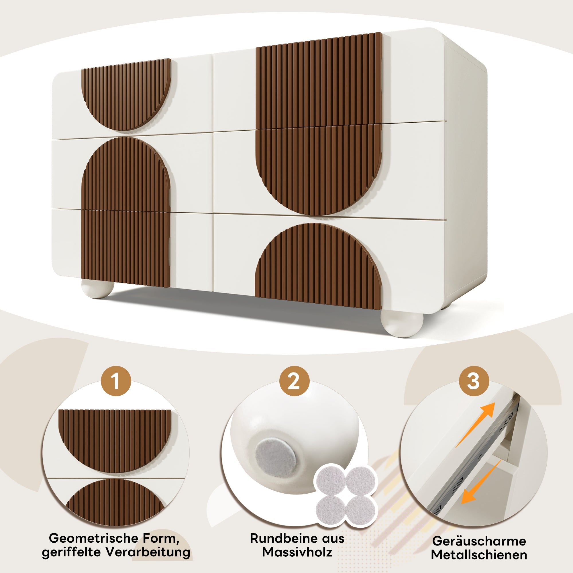 Logidon ladekast 6 lades wit bruin houten latten 121x71x41 cm