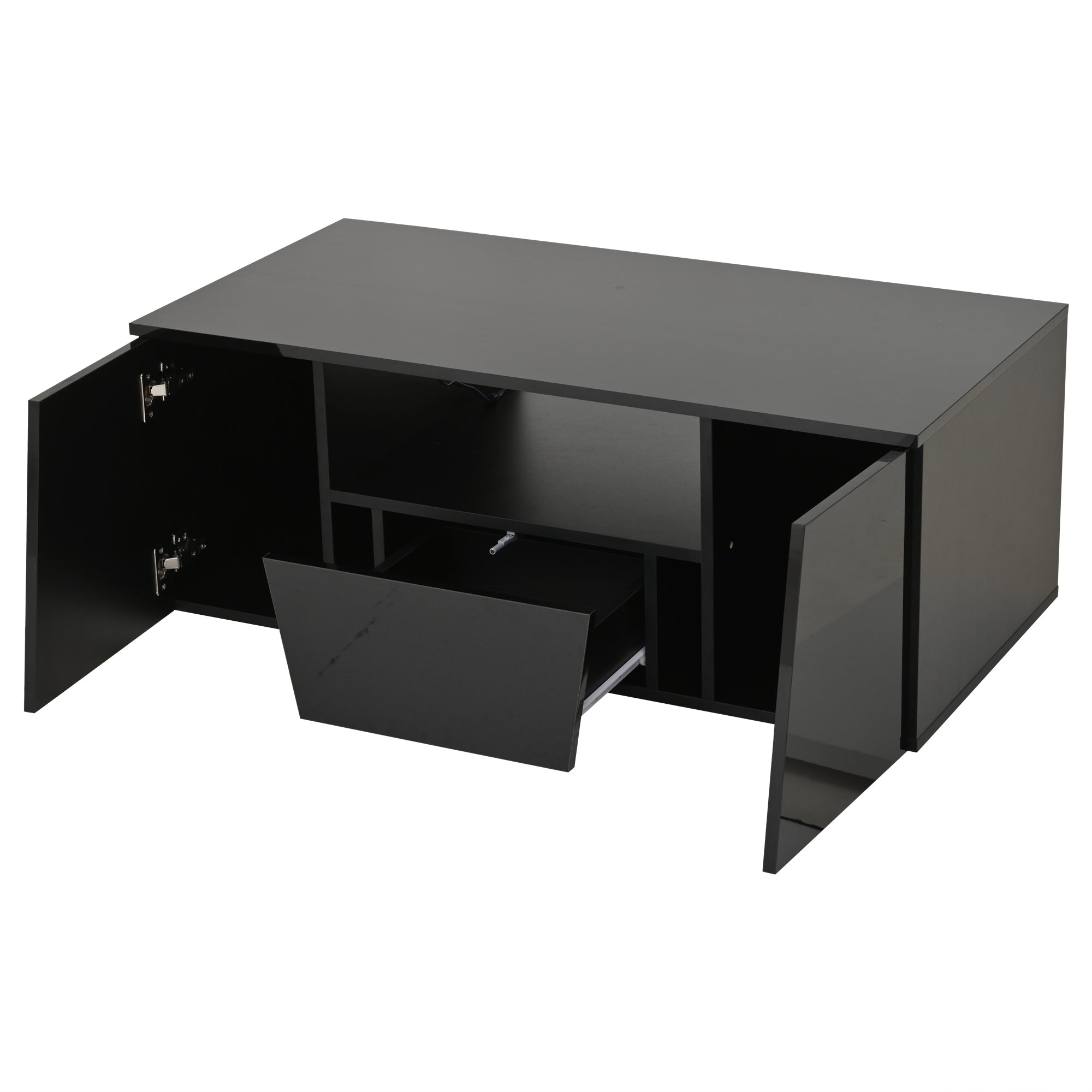 Logidon coffee table 100x50x40 cm black with LED 2 cabinets 1 drawer