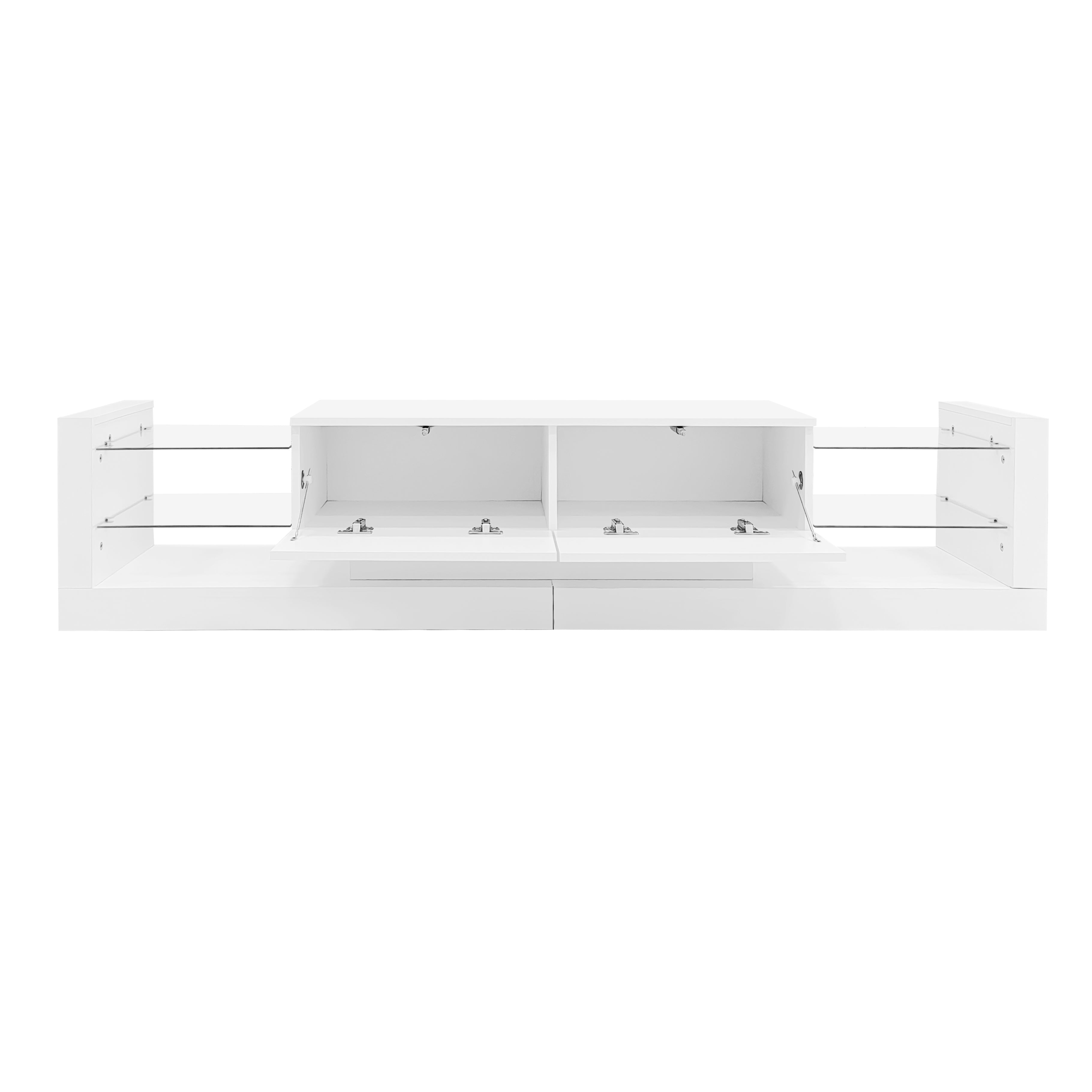 Logidon hoogglans TV-meubel met LED-verlichting 181 cm wit glazen front