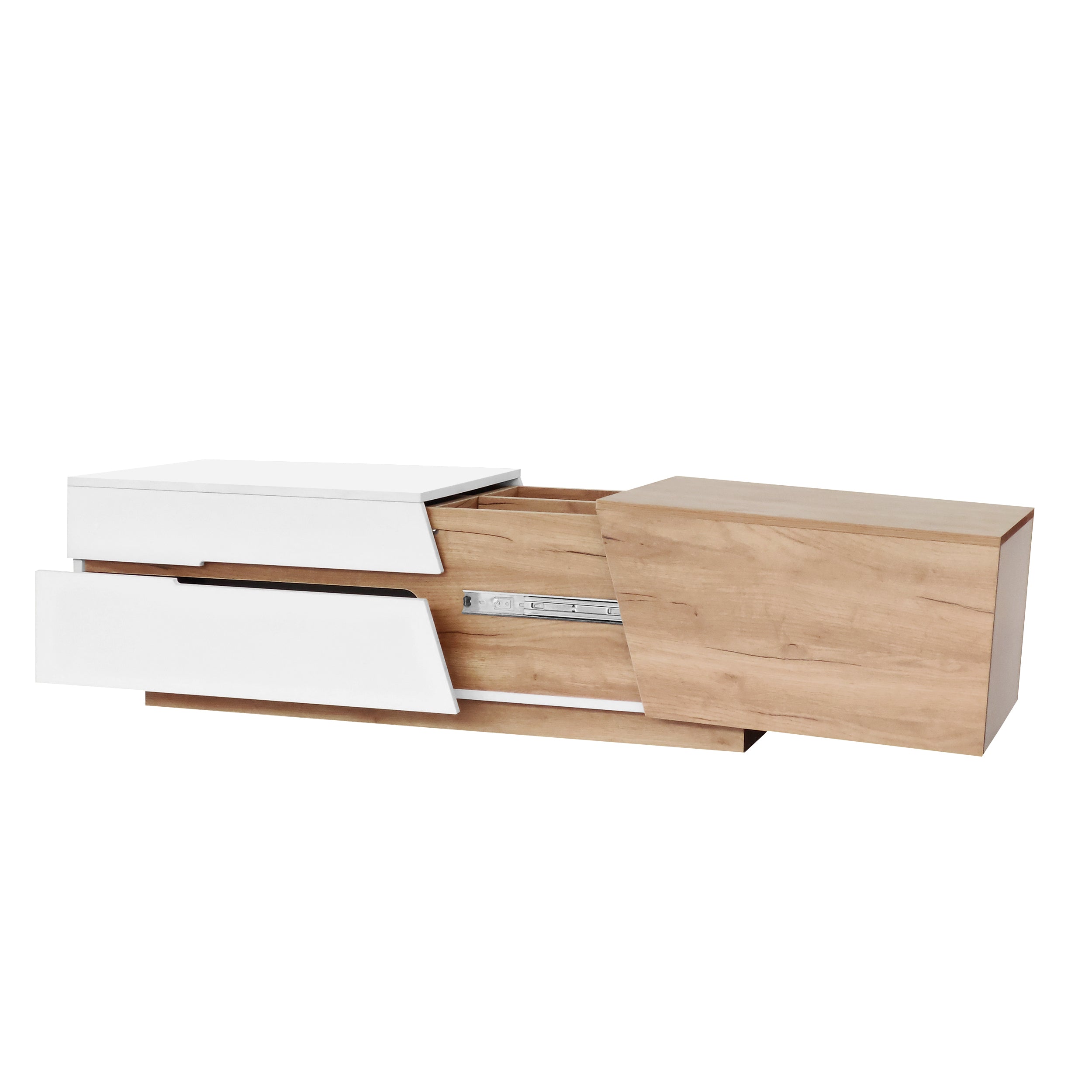 Logidon Uitschuifbare salontafel 120x50 natuurlijke lades kleurblokstructuur