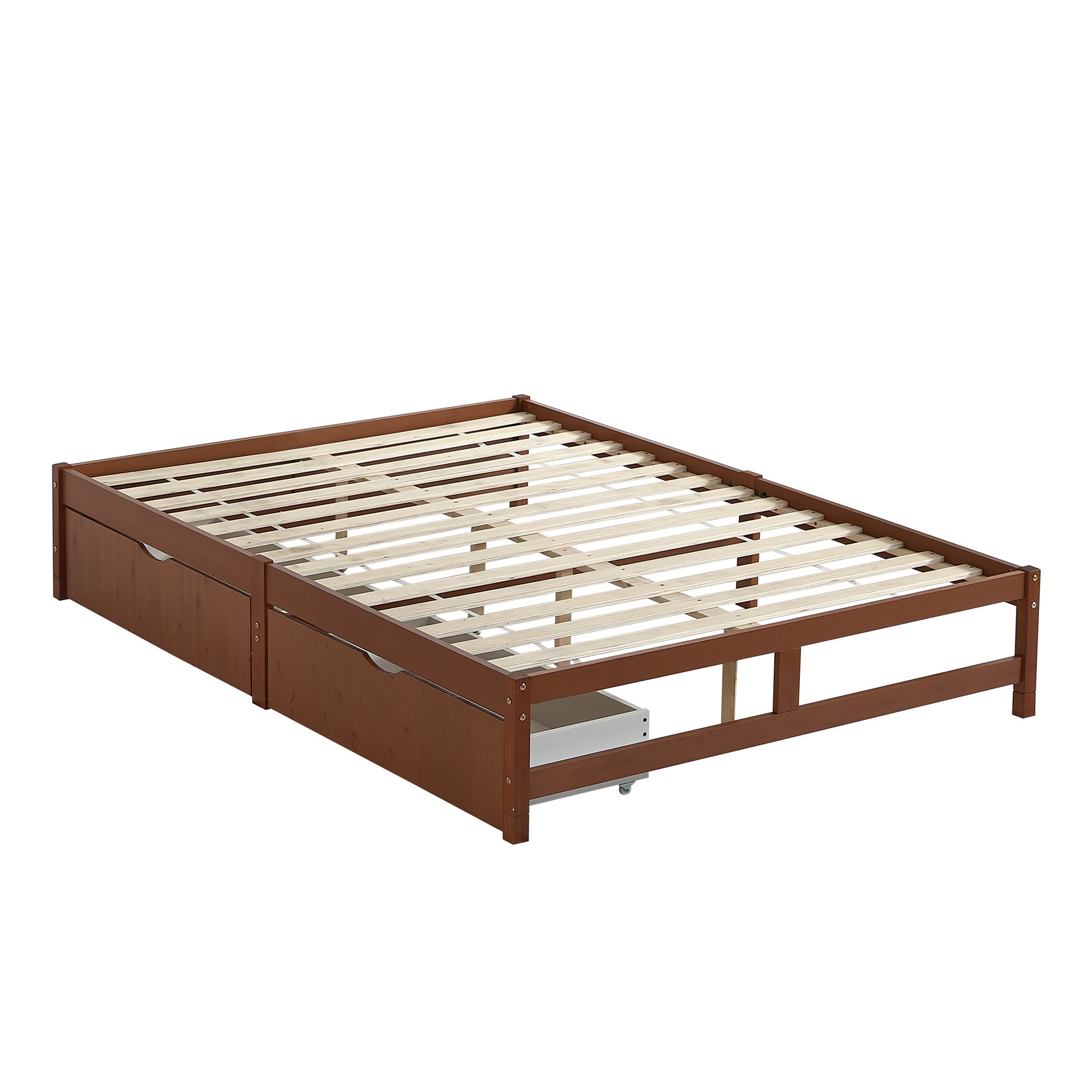 Logidon Kinderbed Vintage Hout Roodbruin 140x200 cm met twee lades
