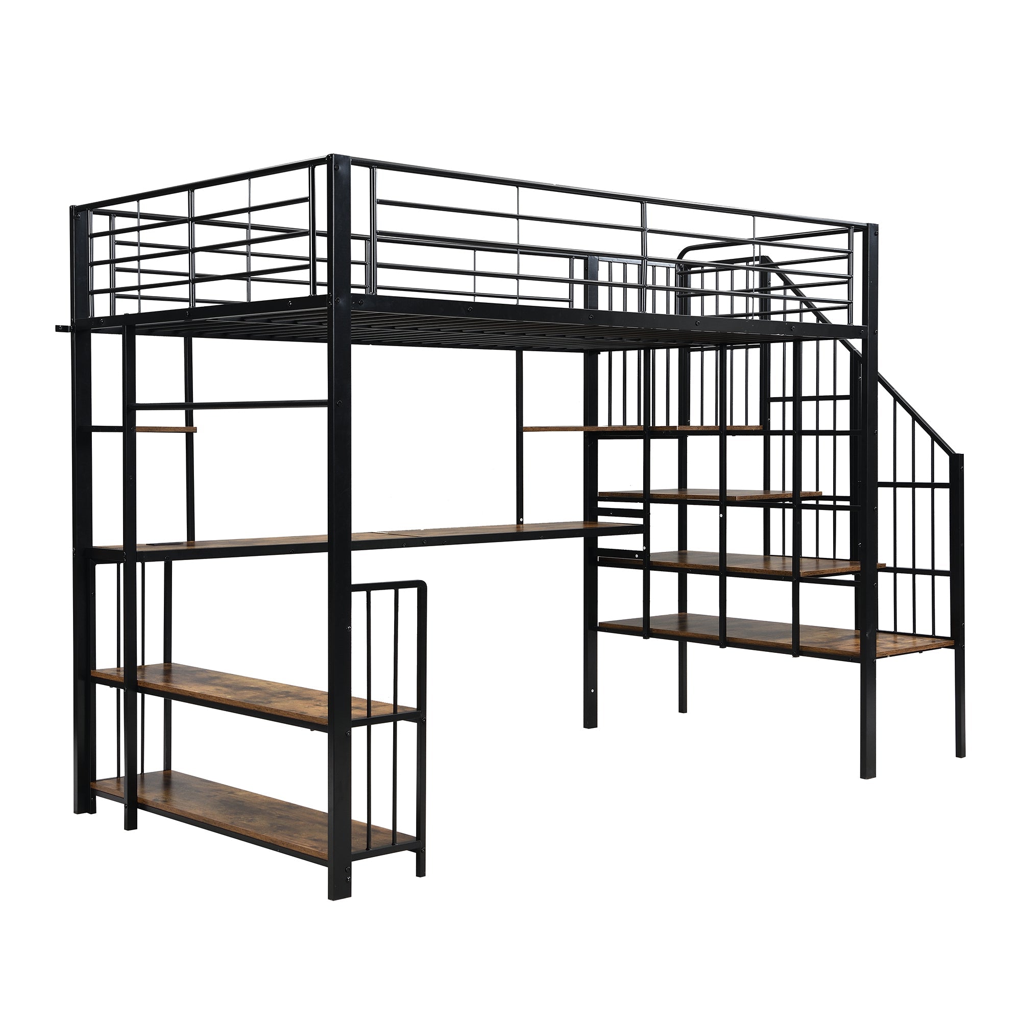 Logidon hoogslaper 120x200 zwart met ladder en oplaadpoort