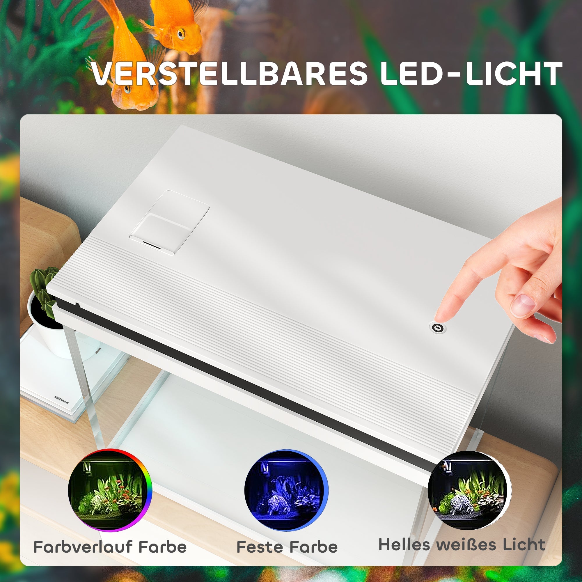 Logidon 41 liter glazen aquarium wit met filtersysteem en LED