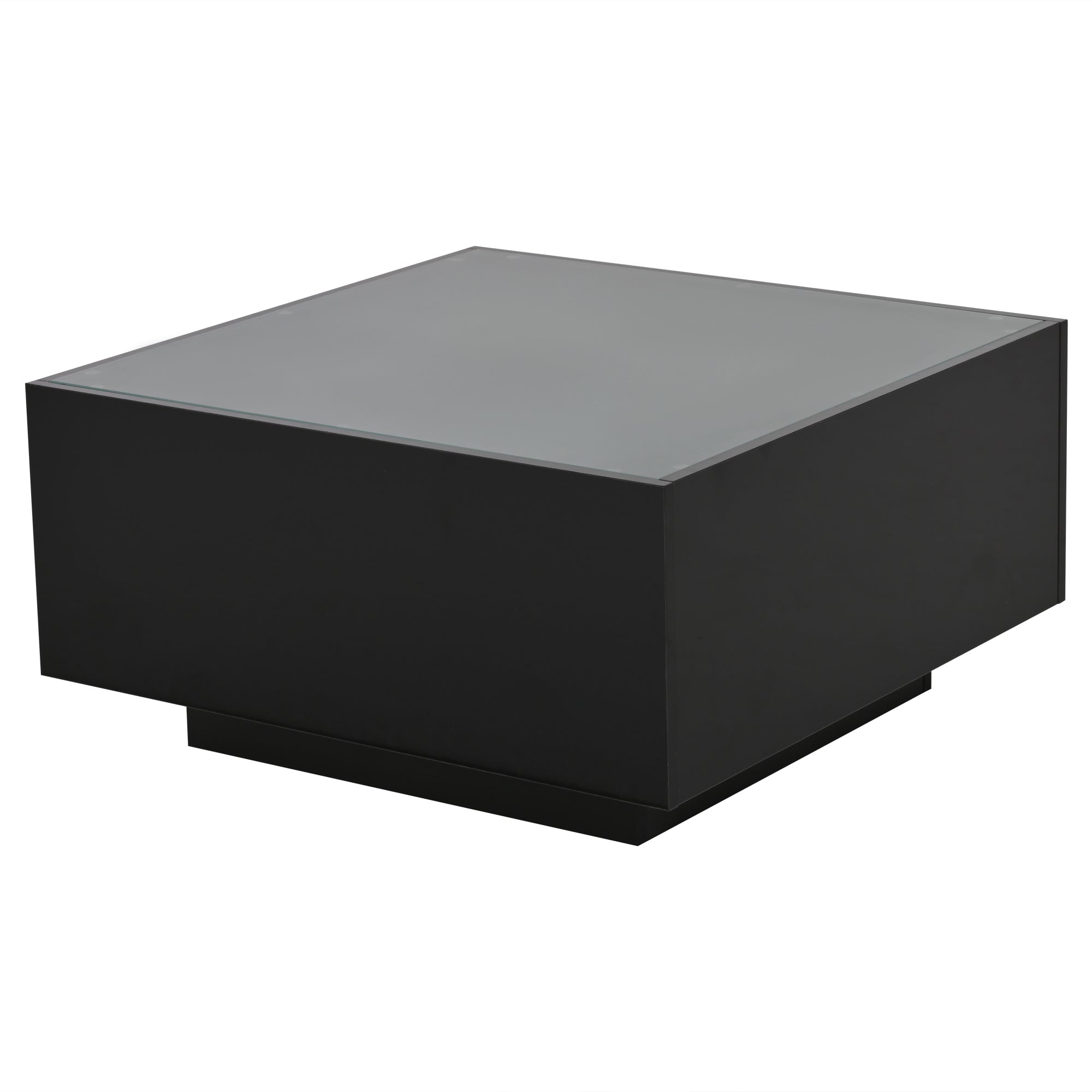 Logidon salontafel 70x70 cm glazen tafelblad LED zwart