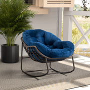Logidon Outdoor Rotan Oversized Schommelstoel Marineblauwe Tuinstoel