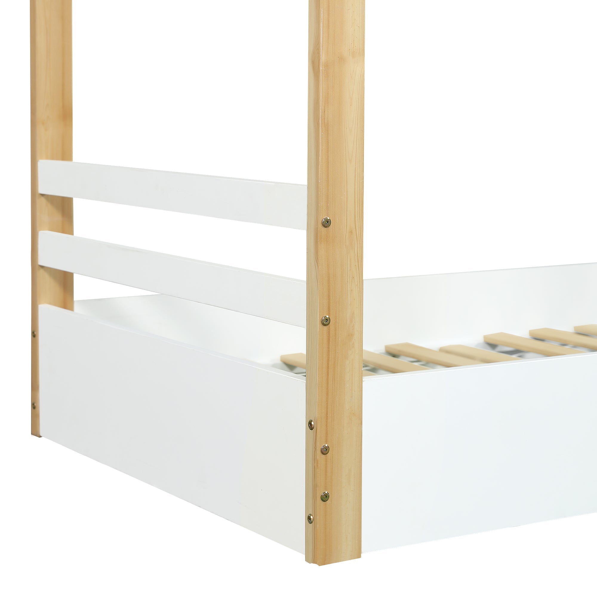 Logidon children's bed 90x200 cm white natural - wooden house design slatted frame
