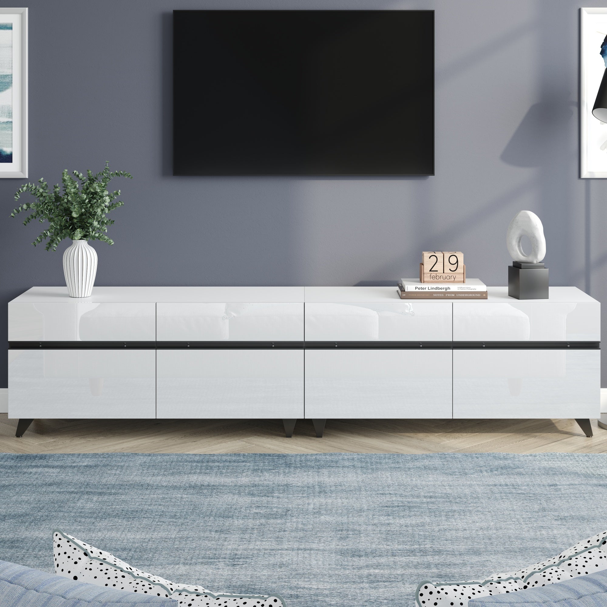 Logidon TV-meubel 180x40x49 cm wit hoogglans 4 kasten