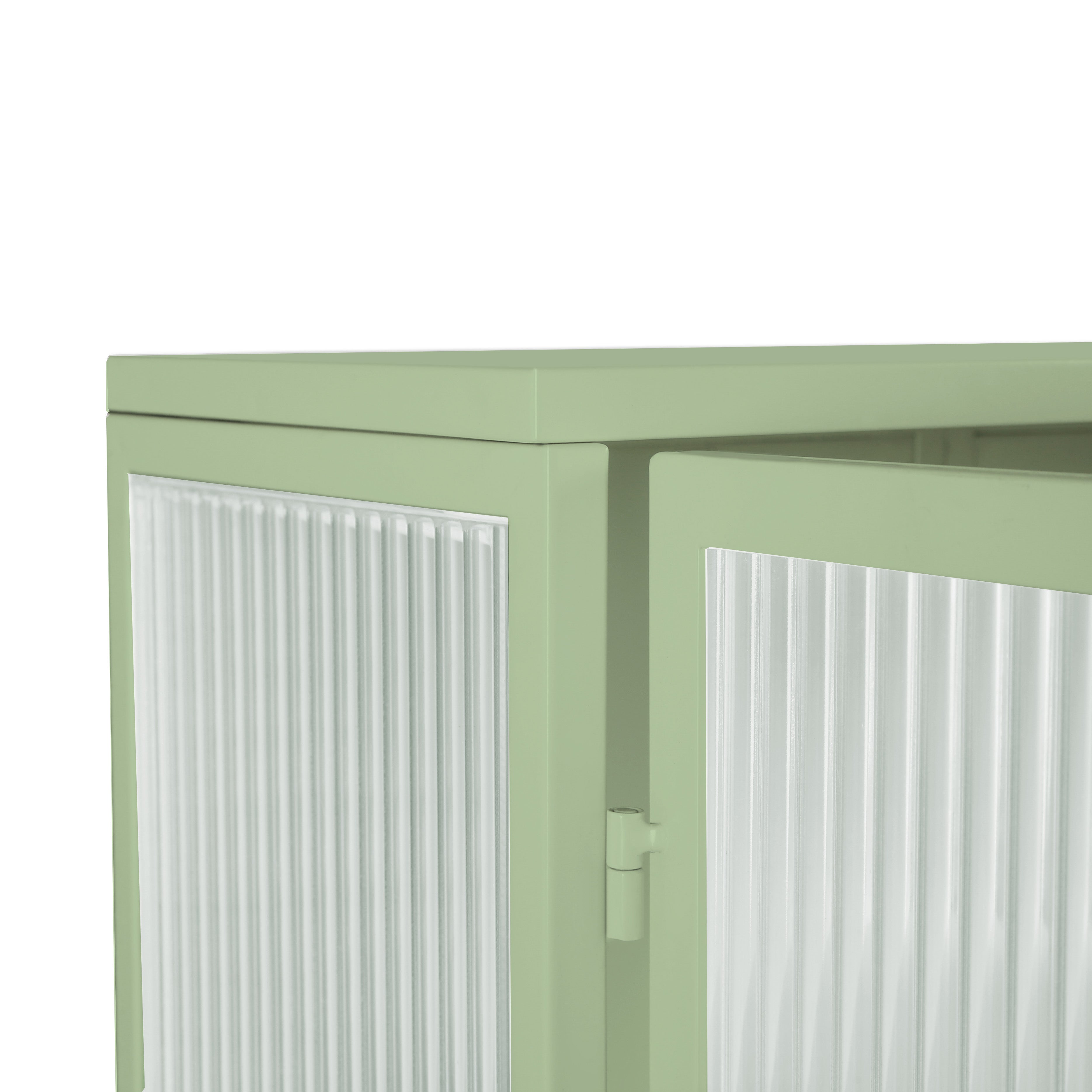 Logidon 60 cm glazen wandvitrinekast groen, tweedeurskast met planken