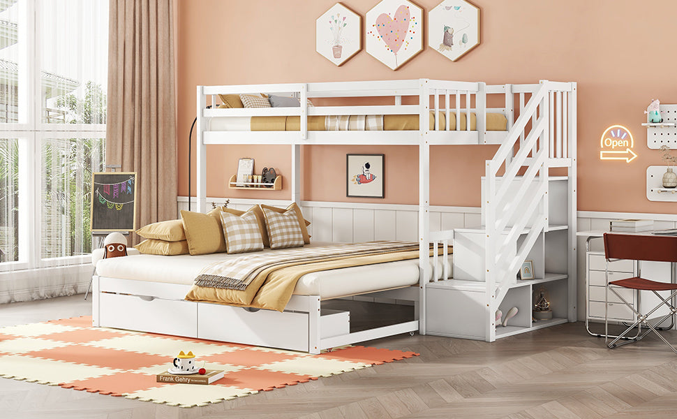 Logidon stapelbed 90x200 wit met uitschuifbaar bed 2 lades