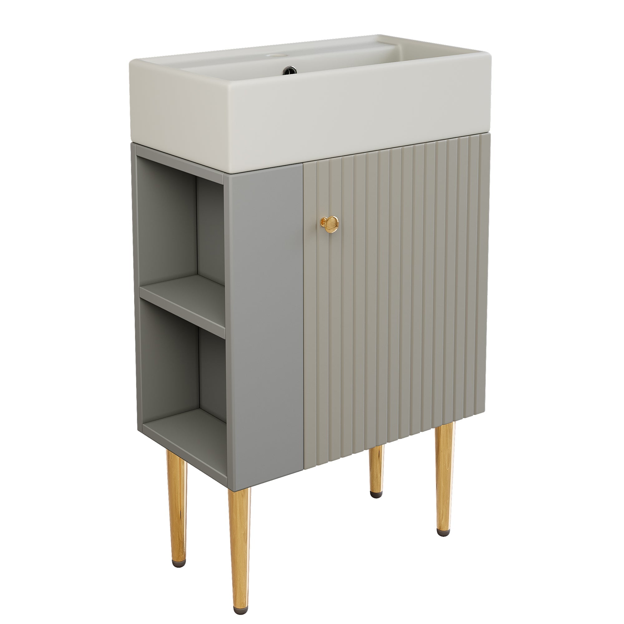 Logidon wastafel met onderkast 55 cm lichtgrijs MDF