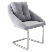 Logidon grijze fluwelen stoelenset metalen frame twee ergonomische eetkamerstoelen
