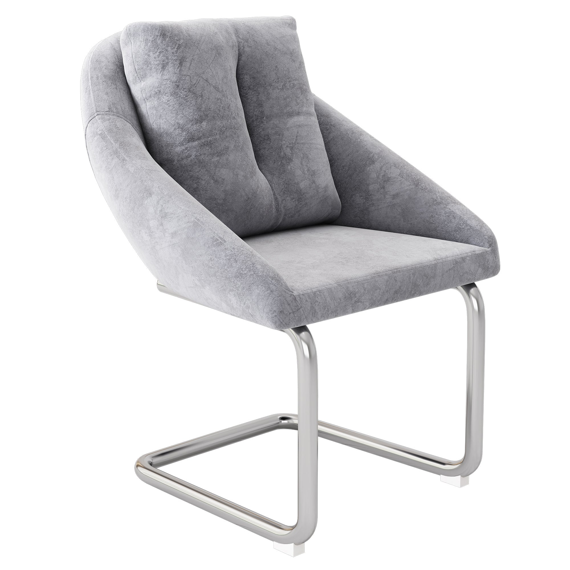 Logidon Grijze Fluwelen Stoelenset Ergonomische Eettafelstoelen Metalen Frame