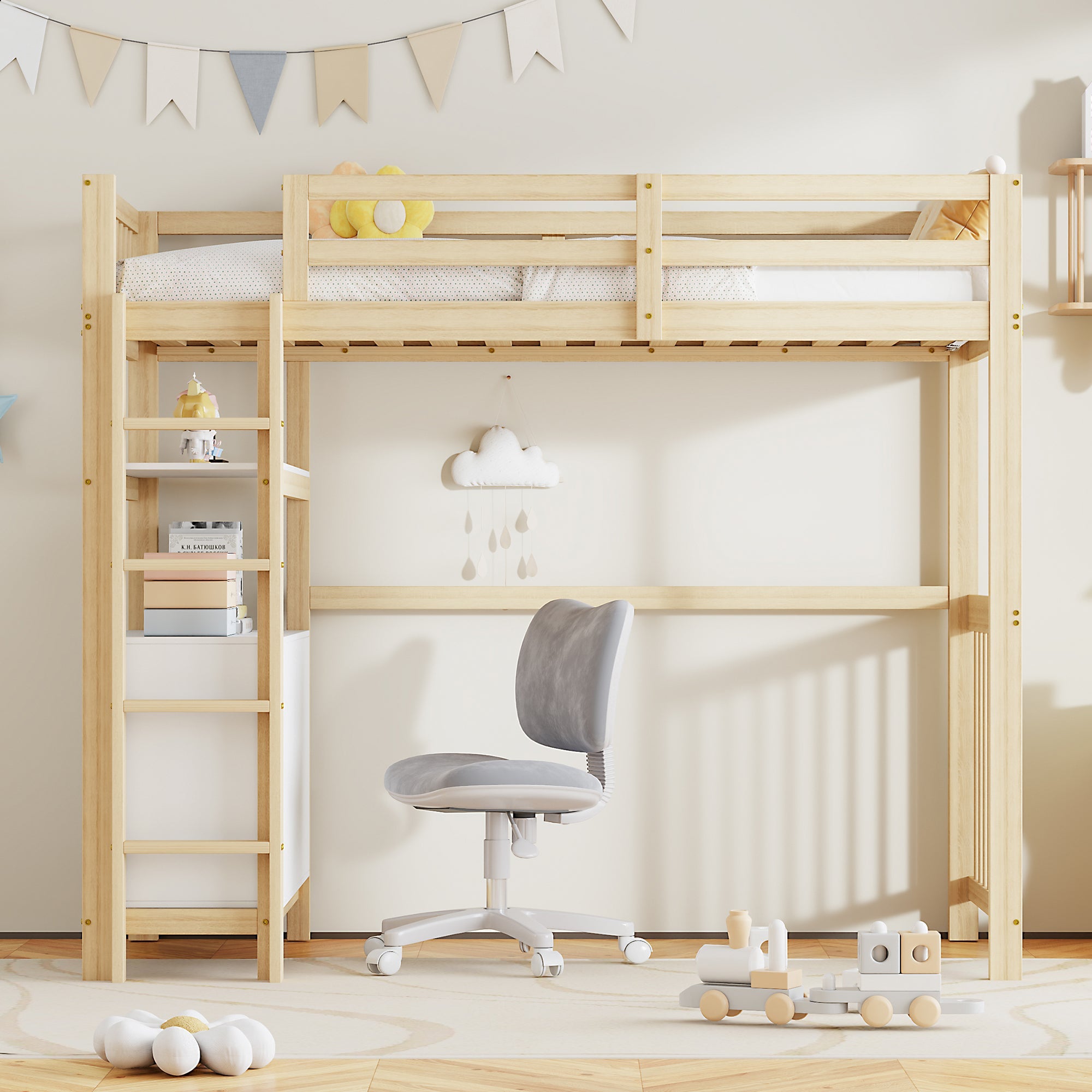 Logidon hoogslaper 90x200 cm met verticale ladderladen wit