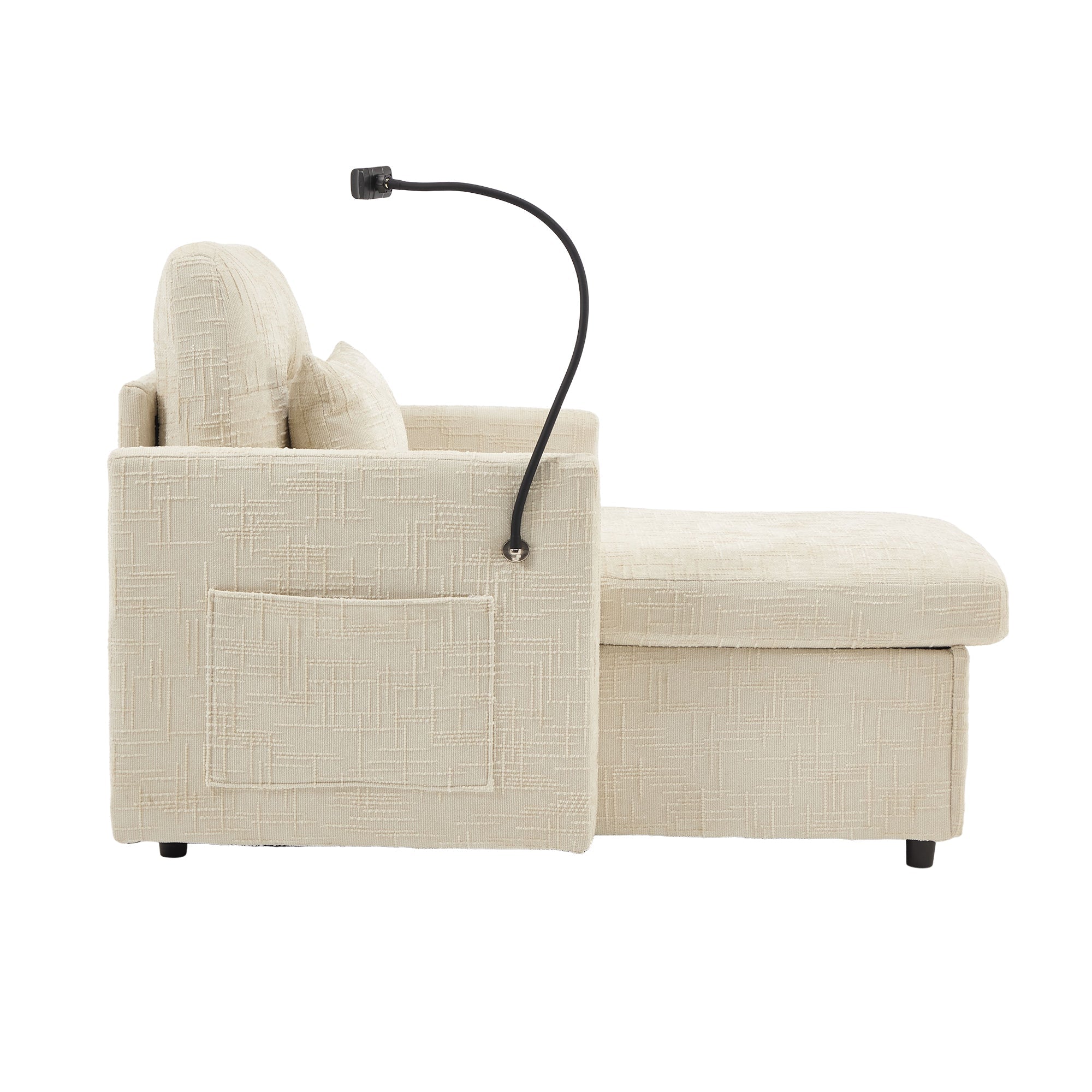 Logidon loungerstoel beige chenille met verstelbare rugleuning