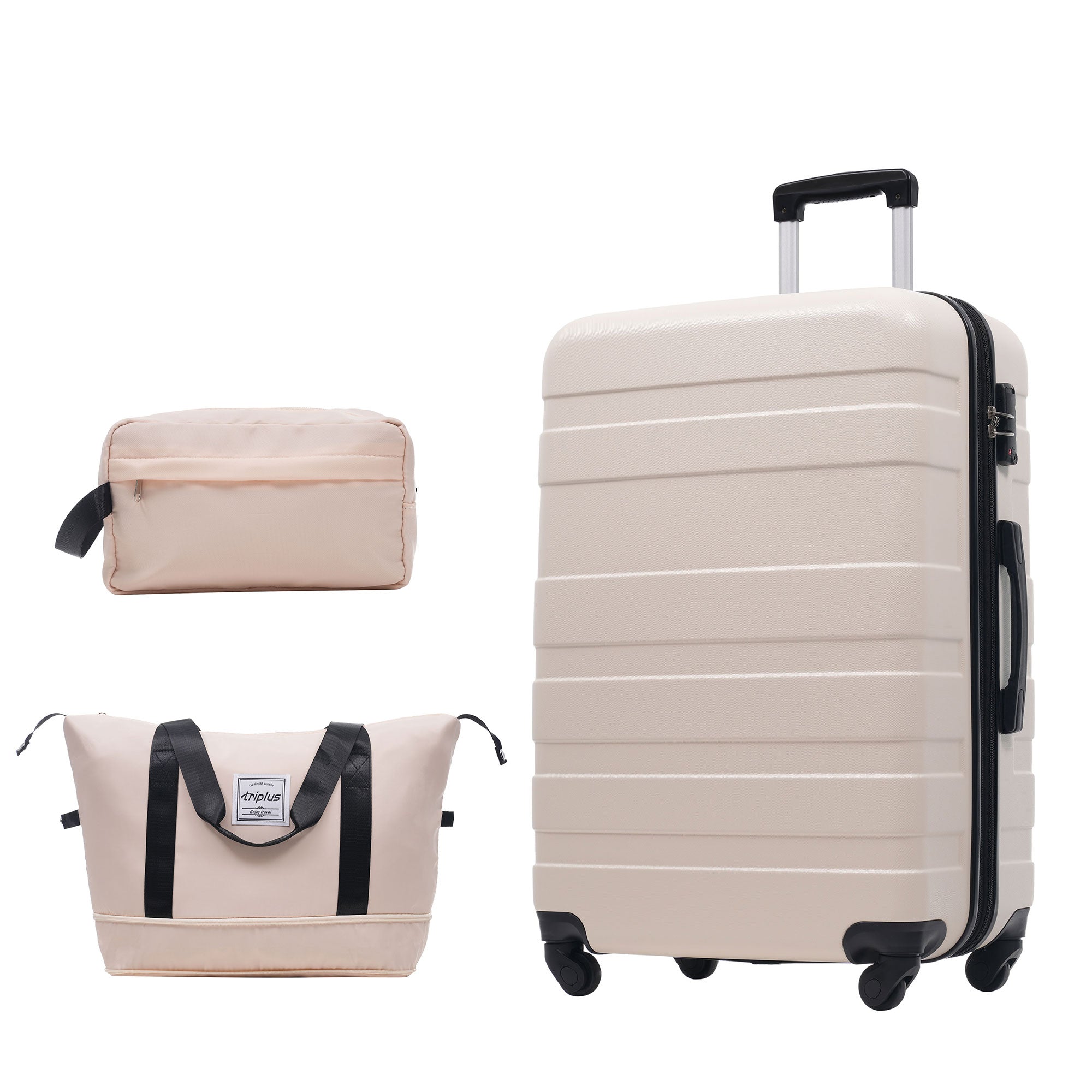 Logidon koffer met harde schaal beige vierwielige handbagage met TSA-slot