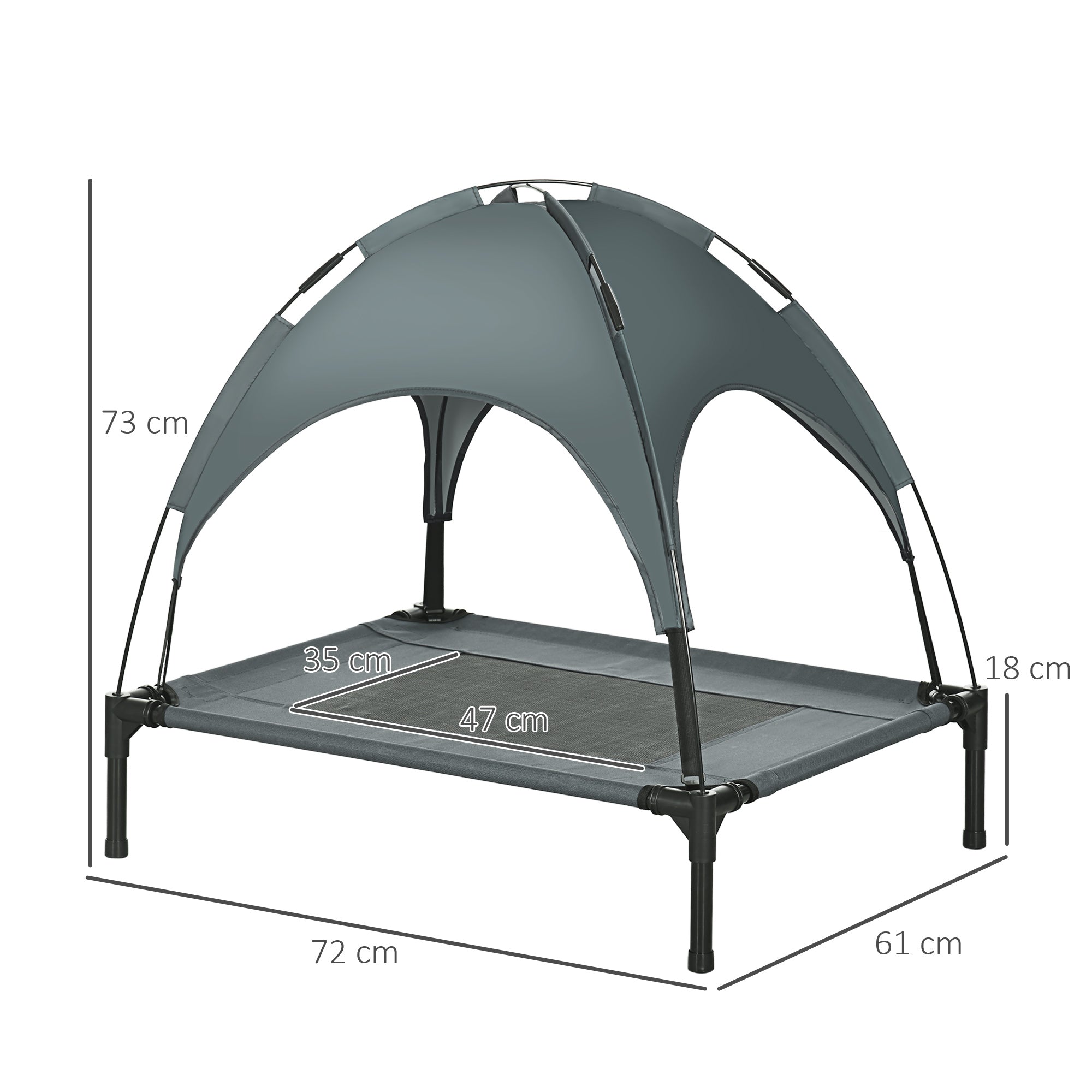 Logidon PawHut Outdoor Hondenligstoel Met Dak Grijs 76x61x73cm