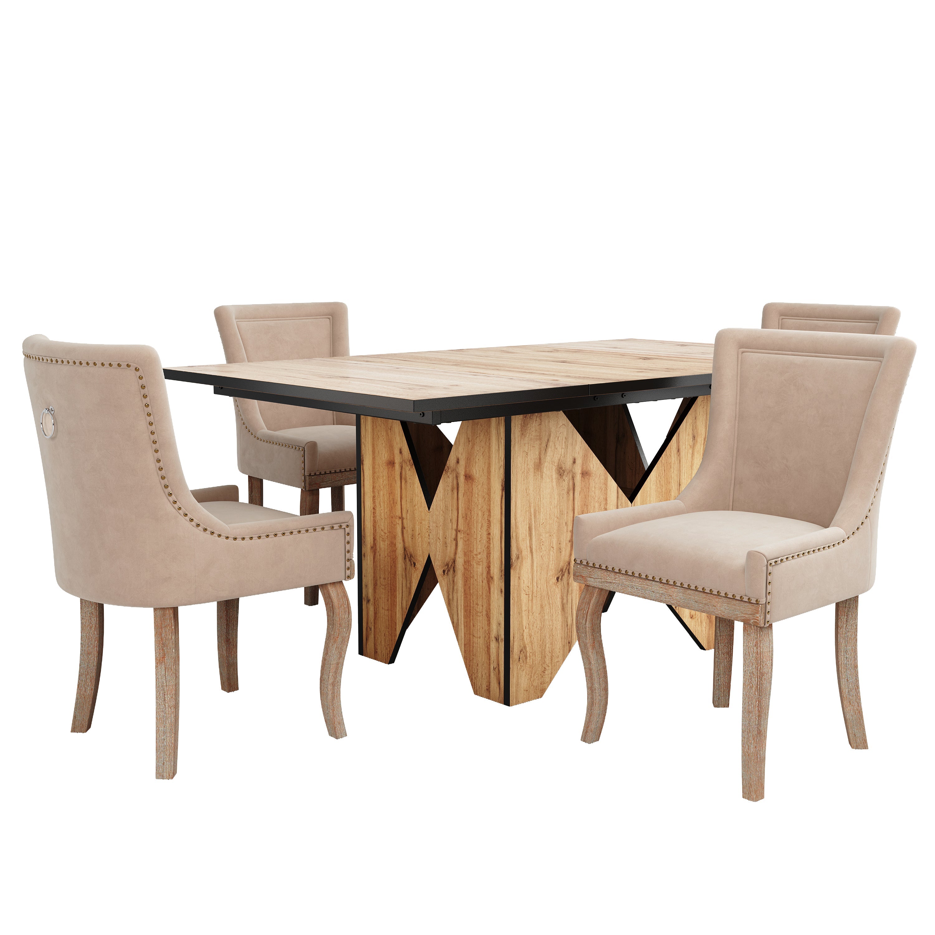 Logidon eettafelset 5-delig 138,5x80 cm beige stoelen