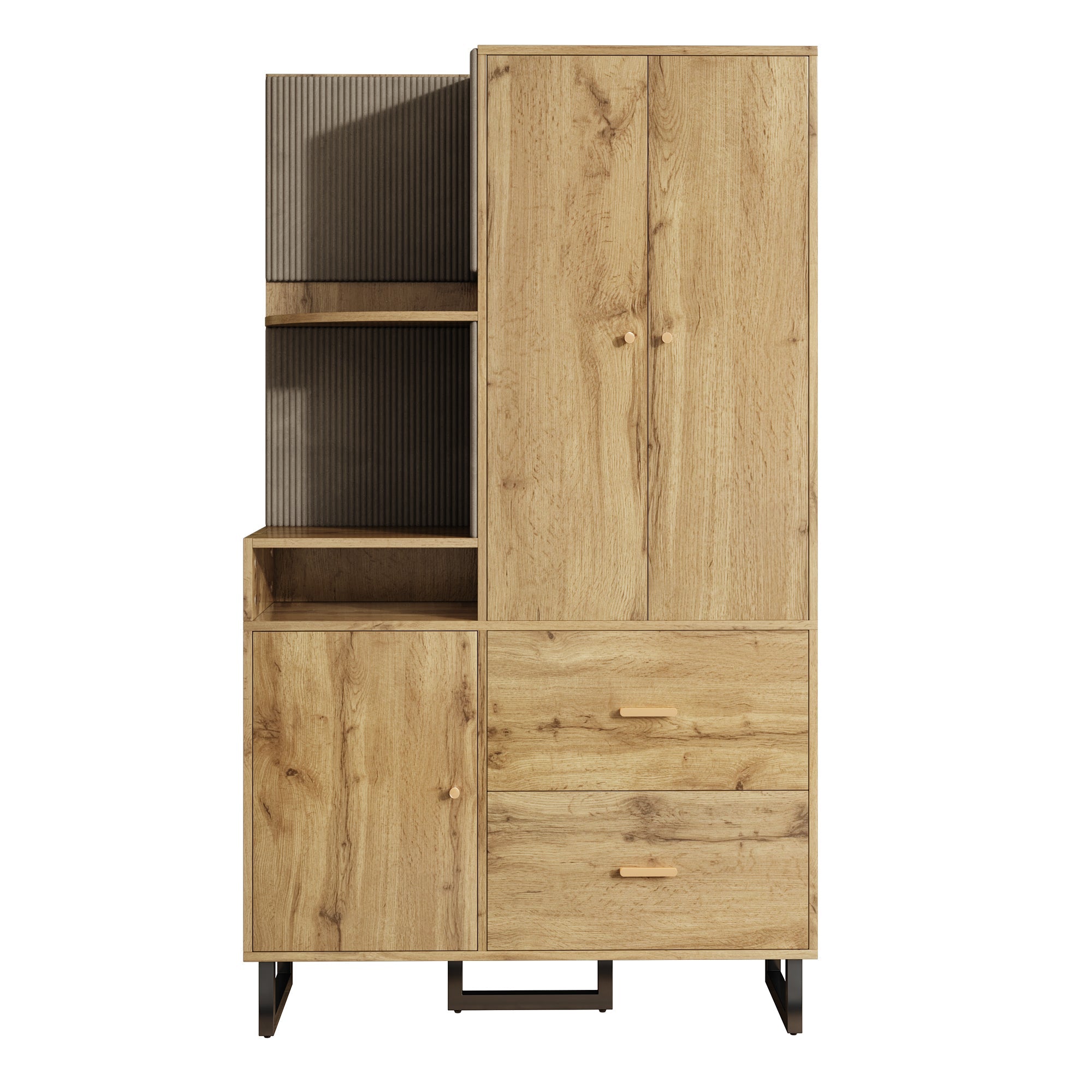 Logidon compacte kledingkast gewatteerde panelen 110 x 186 x 38 cm houtlook