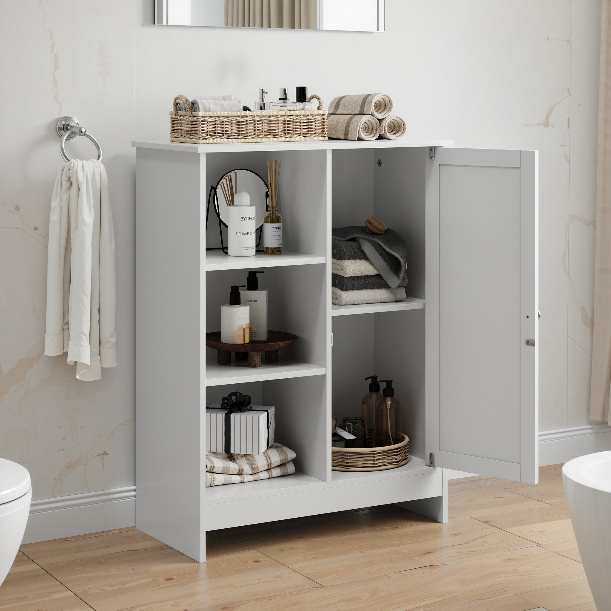 Logidon badkamermeubel wit 60x30x80 cm met 1 deur en 3 vakken