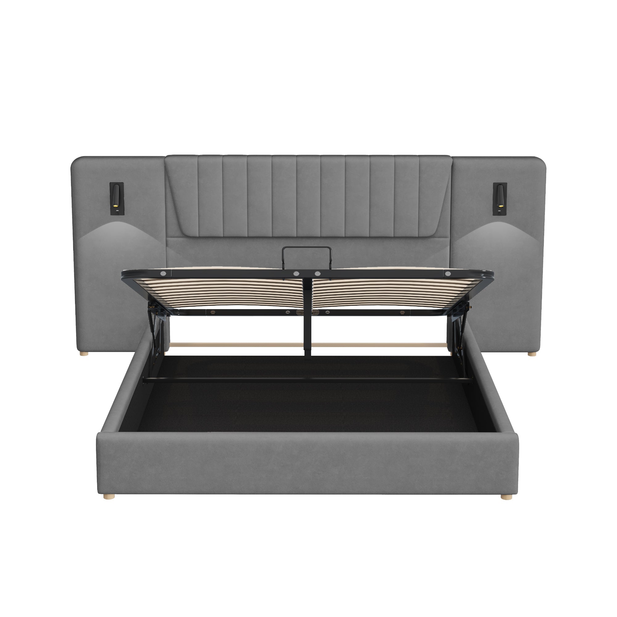 Logidon gestoffeerd bed 180x200 cm grijs met extra lange rugleuning
