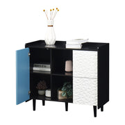 Logidon Dressoir Buffetkast 90 cm Blauw Wit Geometrische Fronten
