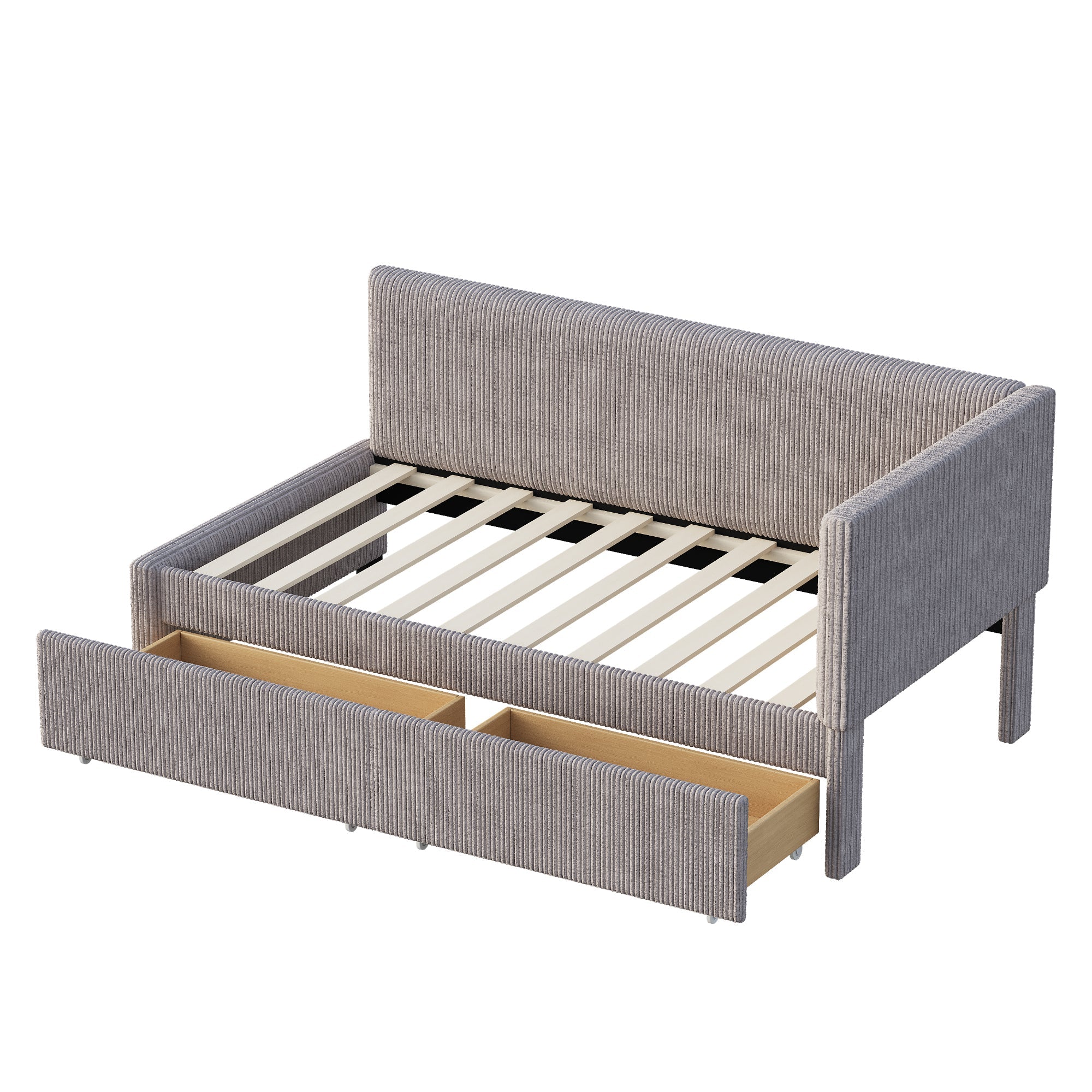 Logidon gestoffeerde slaapbank 90x200 grijs velours met opbergruimte
