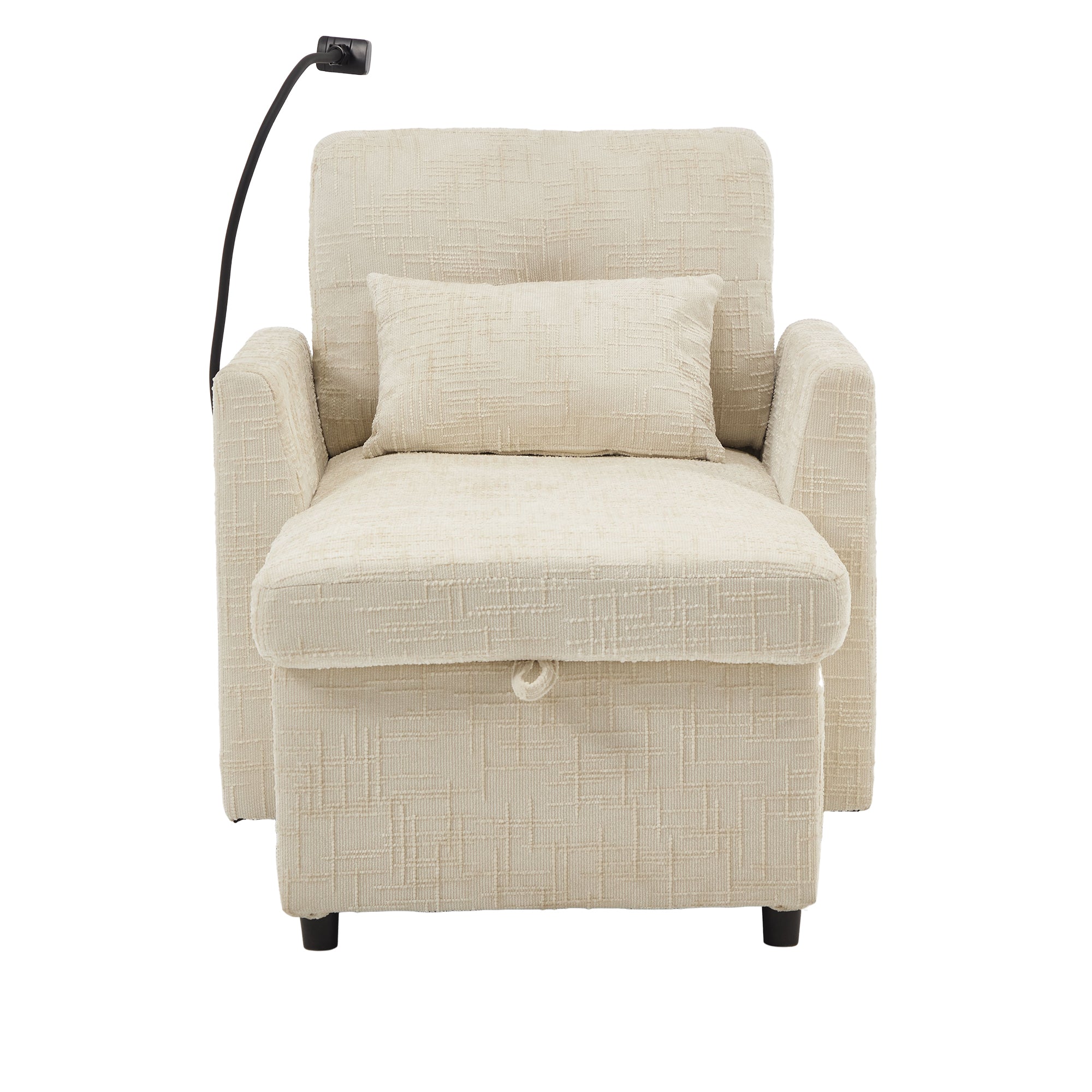 Logidon loungerstoel beige chenille met verstelbare rugleuning