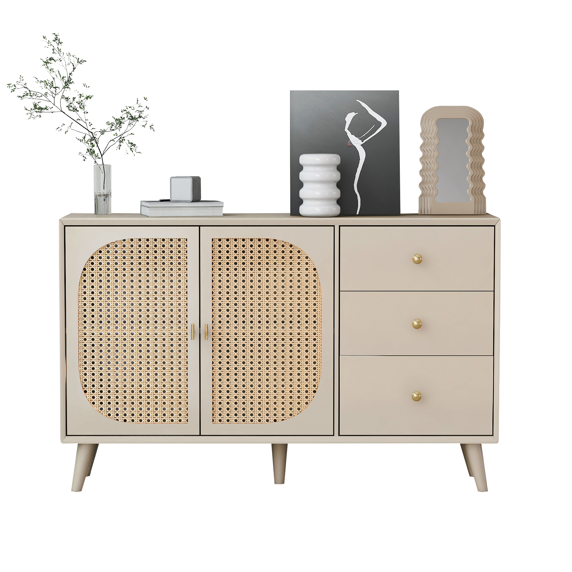 Logidon dressoir 120x40x82,5 cm crème gebroken wit met 2 deuren en 3 lades