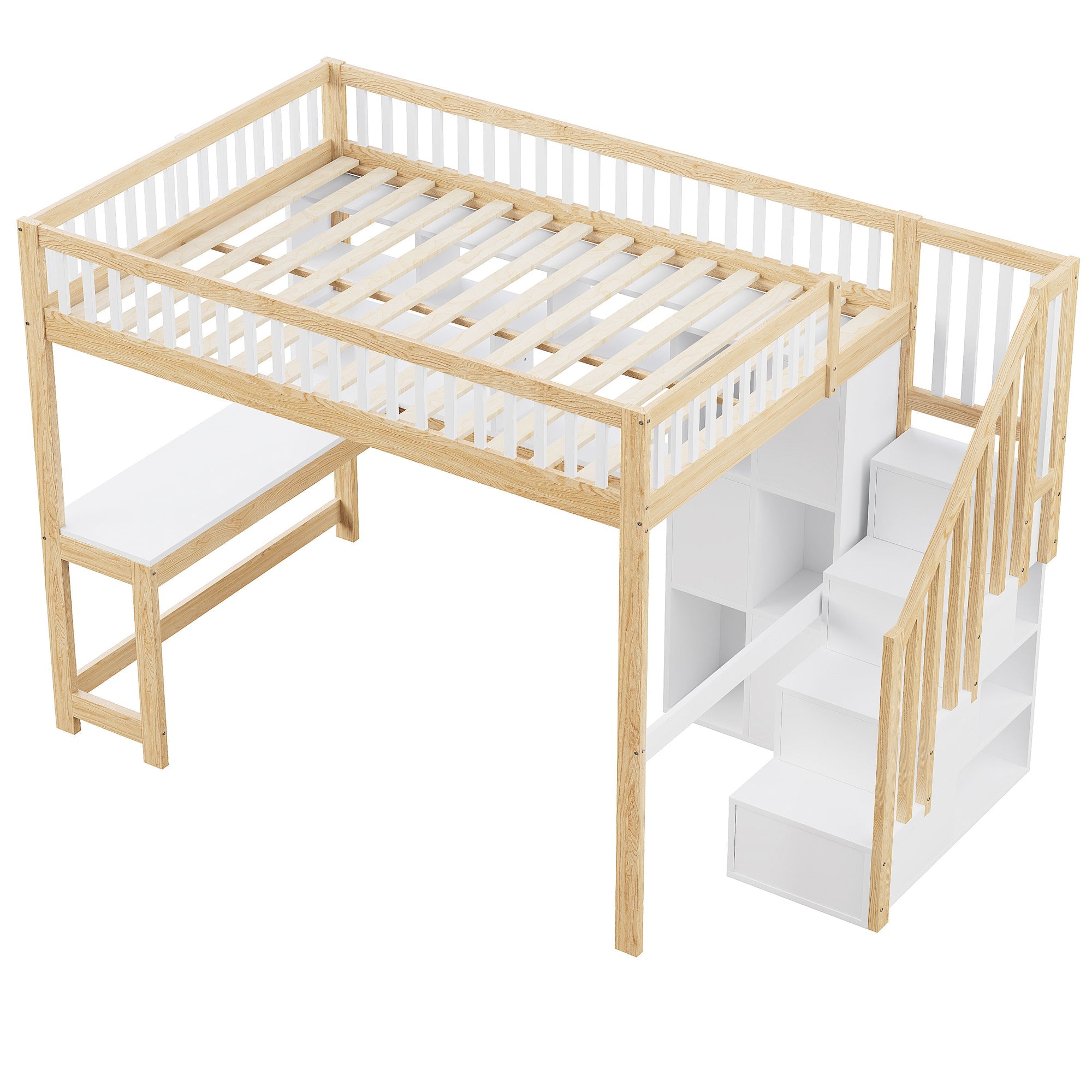 Logidon hoogslaper 140x200 cm met LED-verlichting wit en naturel
