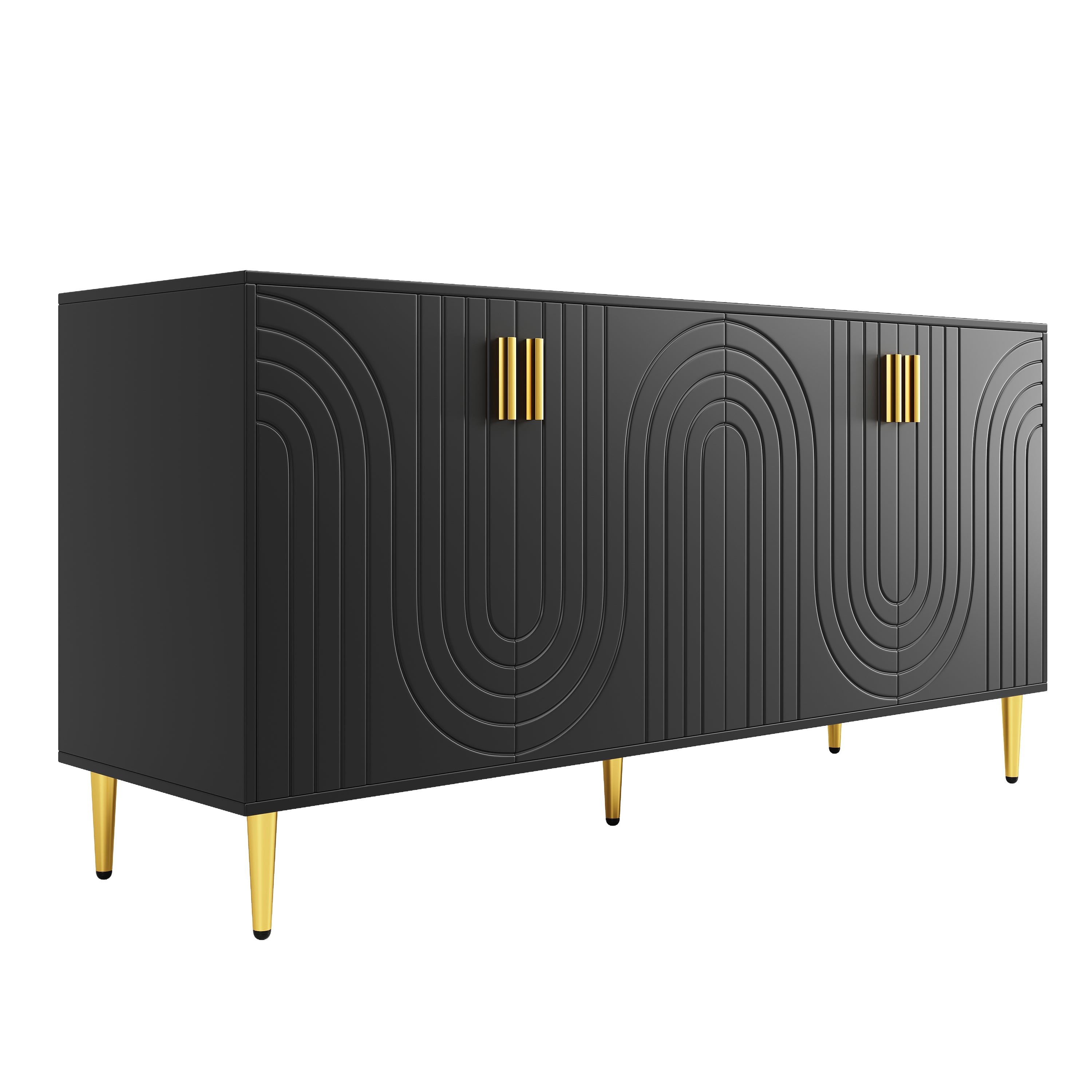 Logidon Zwart dressoir 152x40x75 cm golfdesign