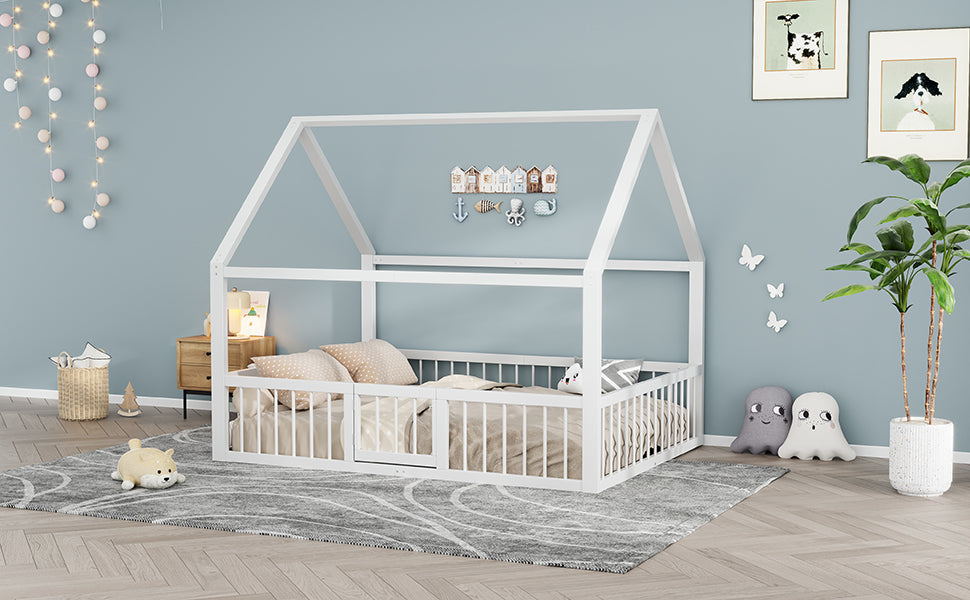 Logidon metalen bed 140x200 wit plat bed met dakframe