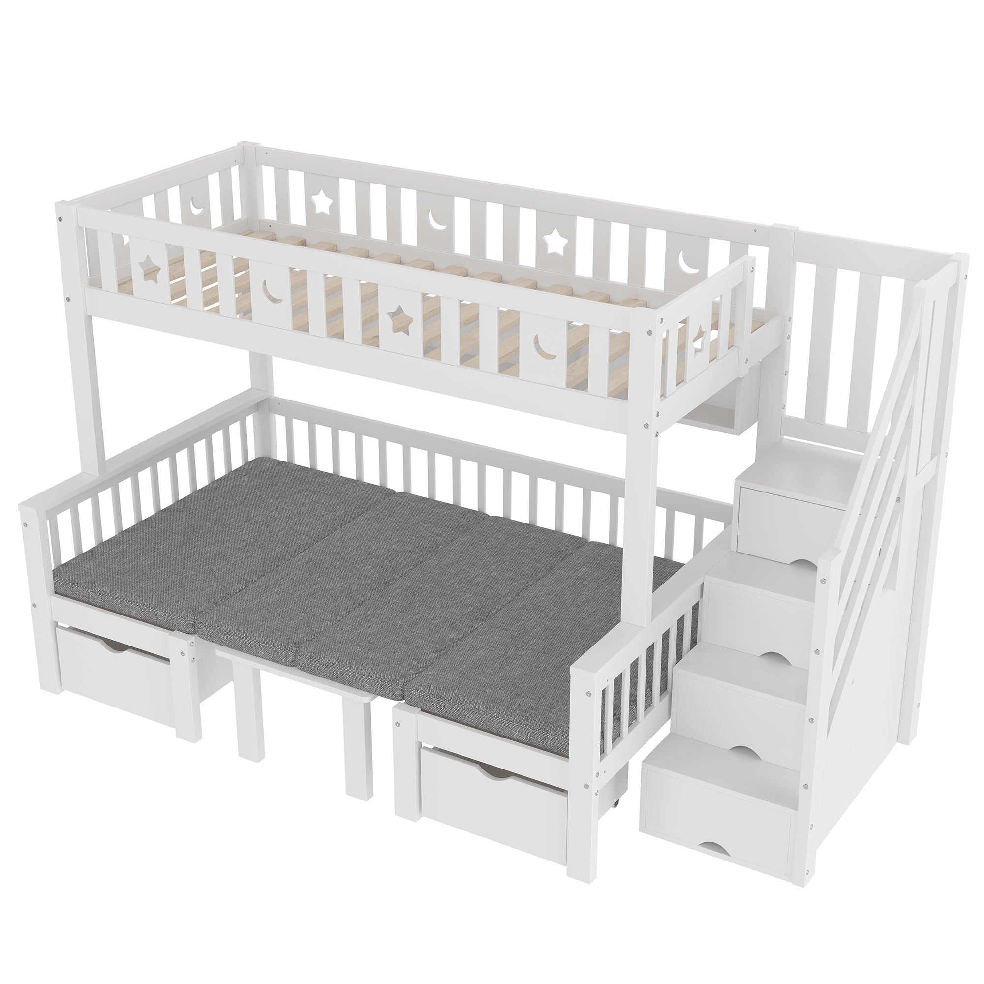 Logidon hoogslaper 90x200 cm wit 2-in-1 bed en bureau