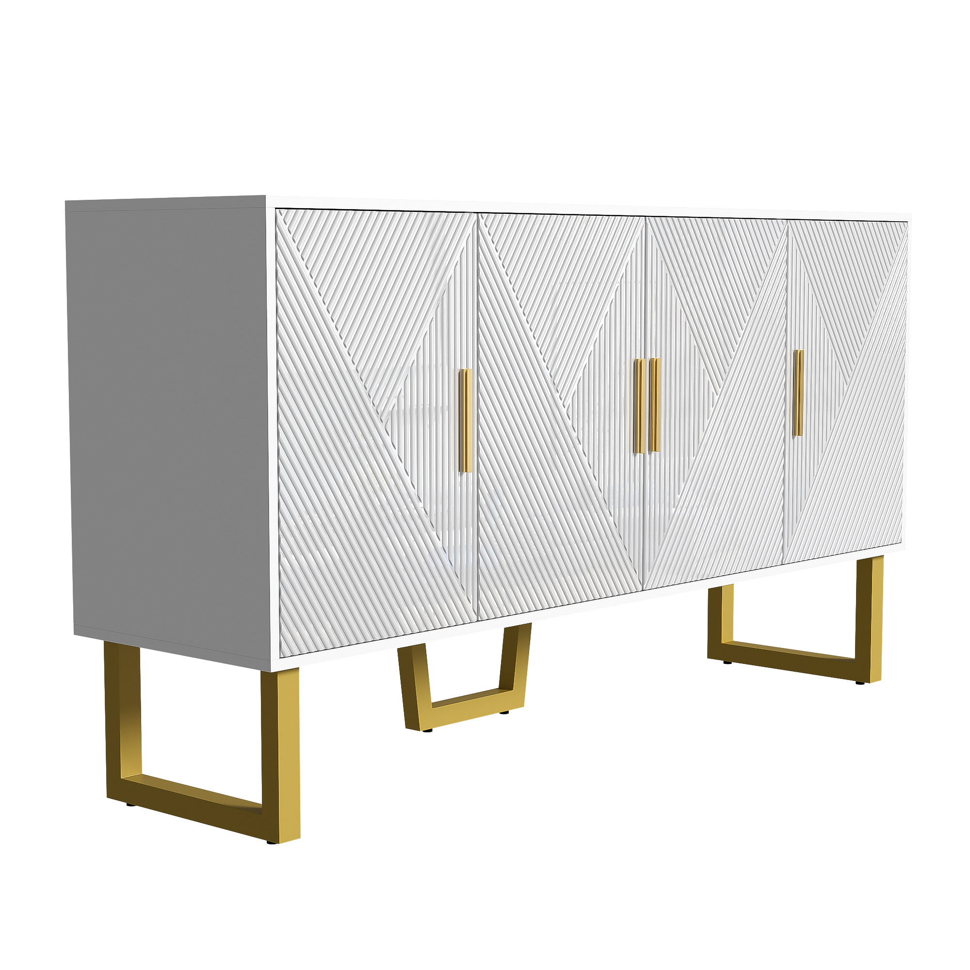 Logidon dressoir 4 deuren 150 cm wit hoogglans gouden handgrepen
