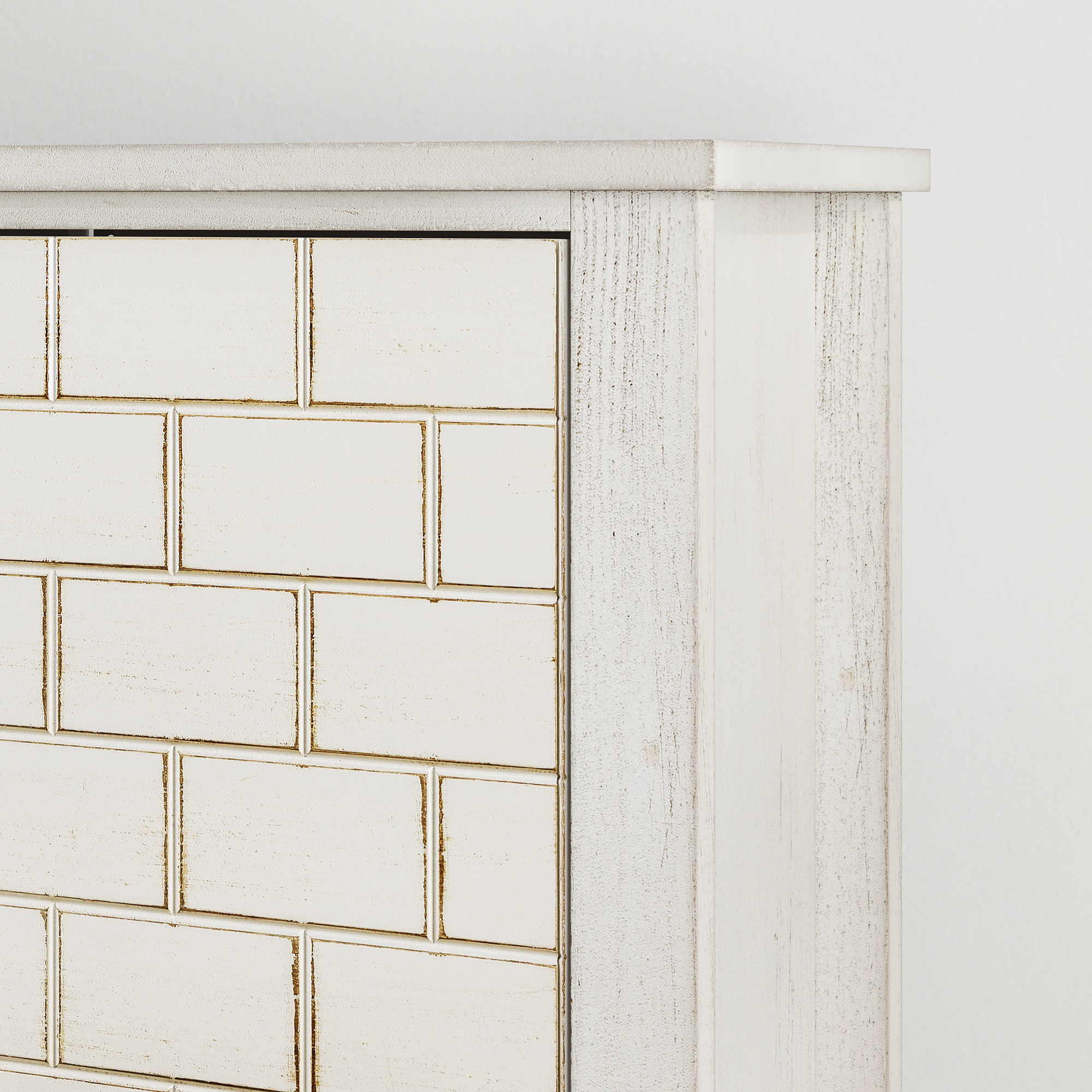 Logidon 80 cm vintage schoenenkast wit met 2 inklapbare lades