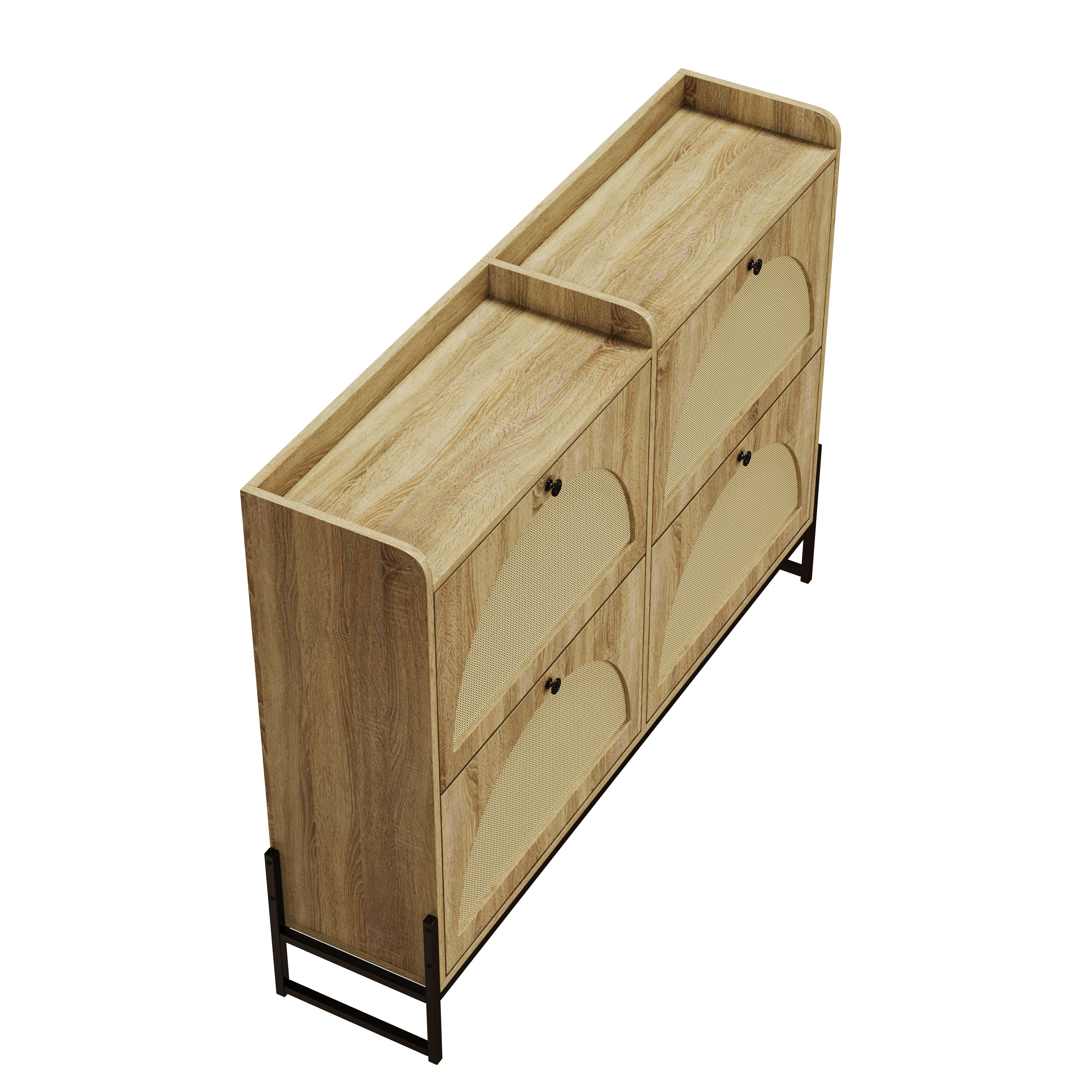 Logidon shoe cabinet narrow 4 flaps natural color 118 cm