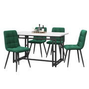 Logidon eettafelset 120 x 70 cm zwart 4 stoelen groen fluwelen bekleding