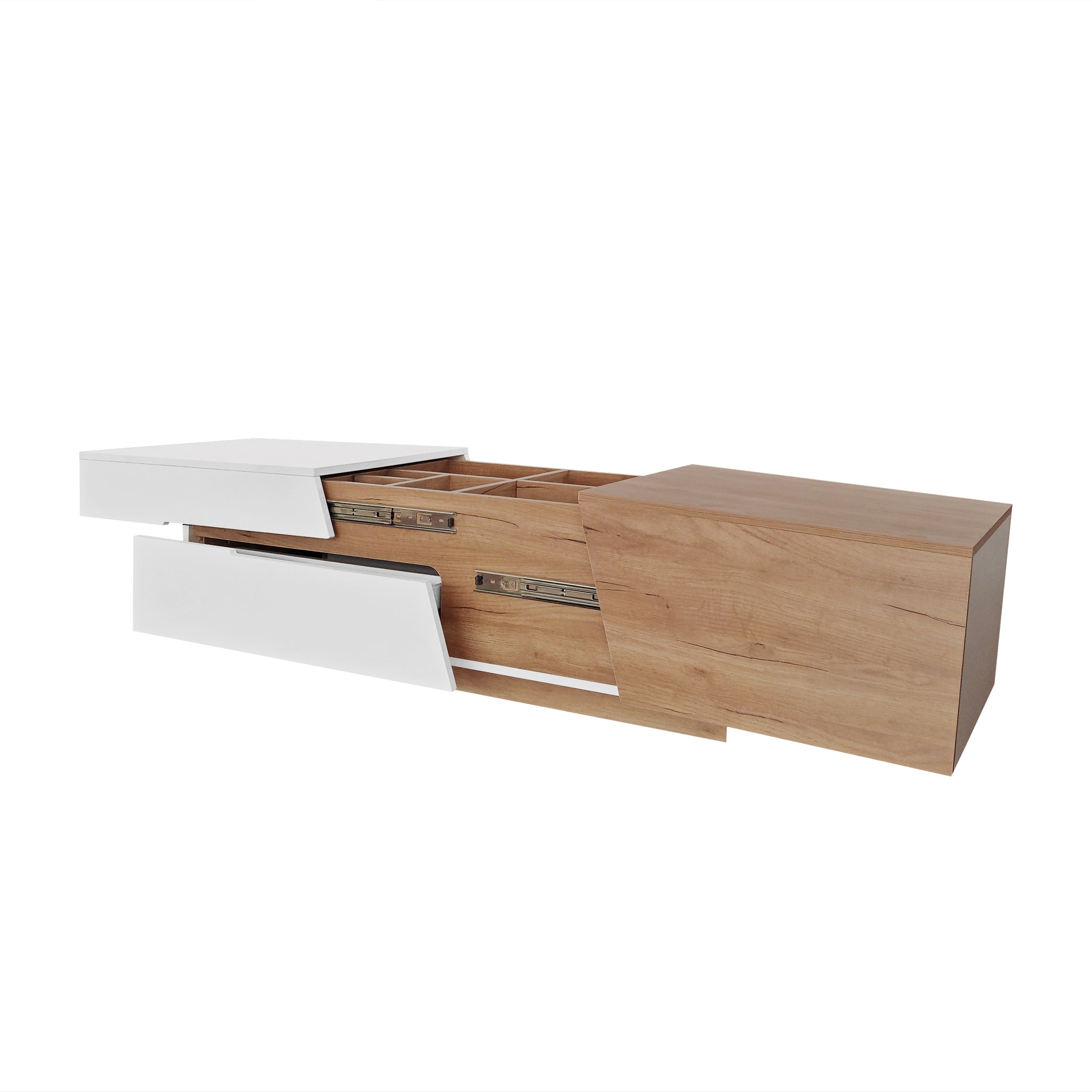 Logidon Uitschuifbare salontafel 120x50 natuurlijke lades kleurblokstructuur